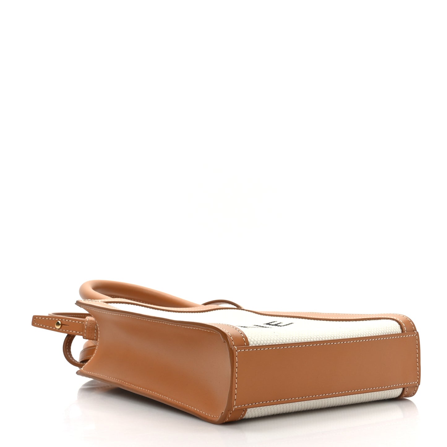 Canvas Calfskin Mini Vertical Cabas Natural Tan
