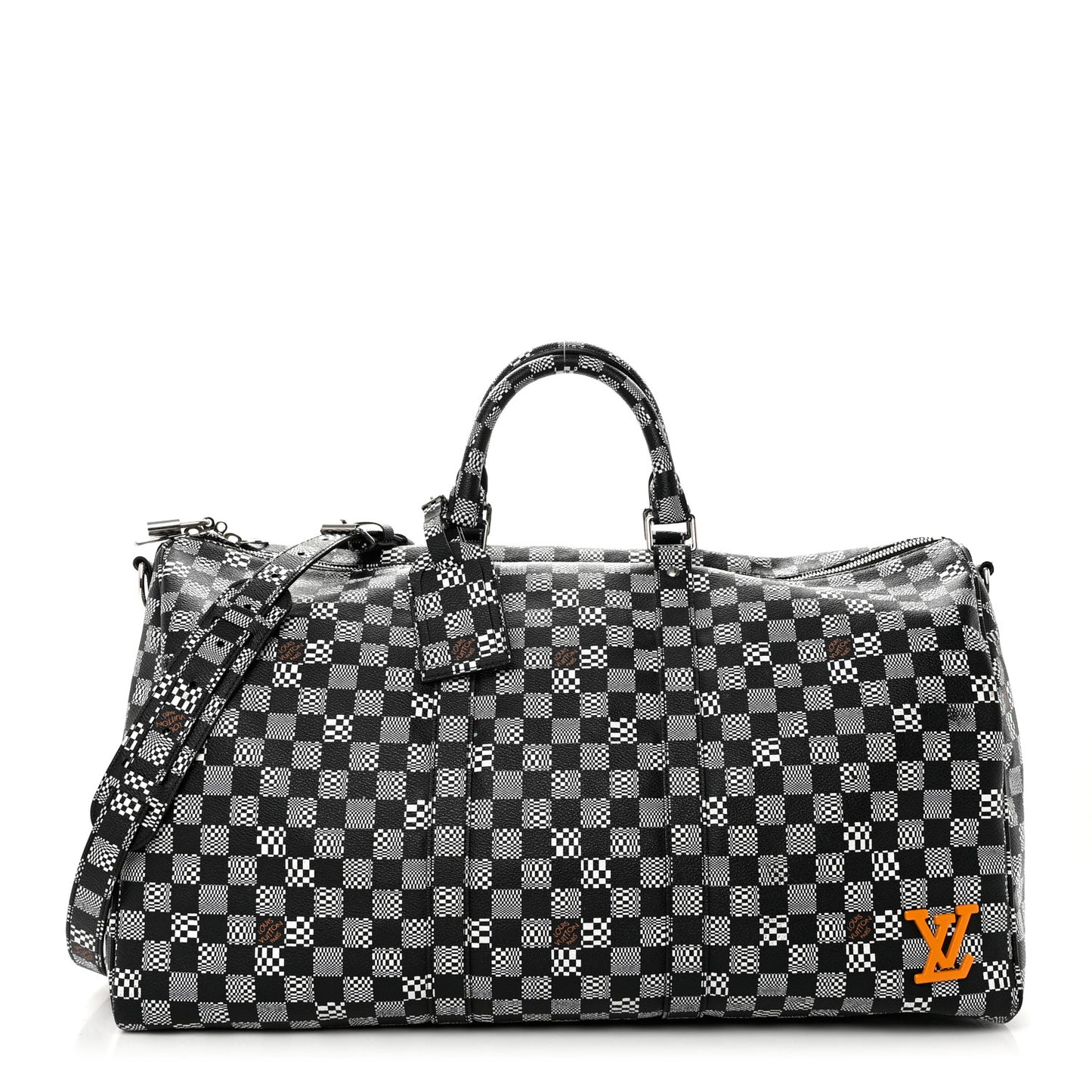 Damier Distorted Keepall Bandouliere 50 Black White