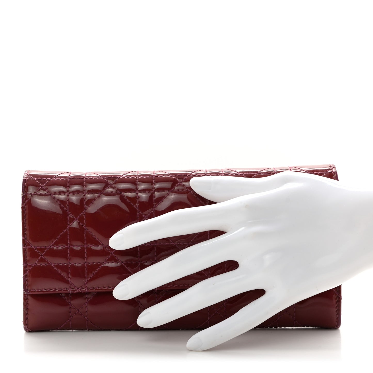 Patent Cannage Lady Dior Rendezvous Wallet On Chain Fuchsia
