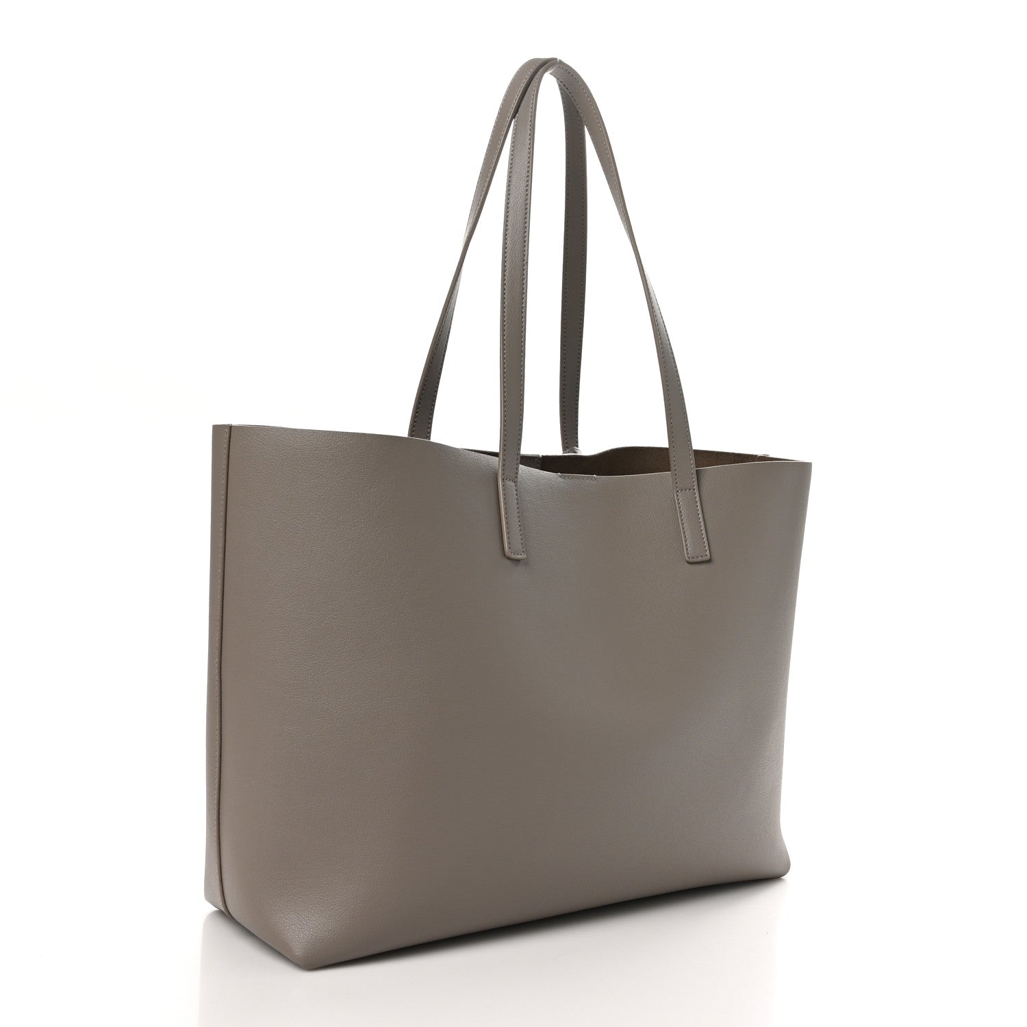 Saint Laurent Calfskin Large Shopping Tote Oyster Gray 4 of 11