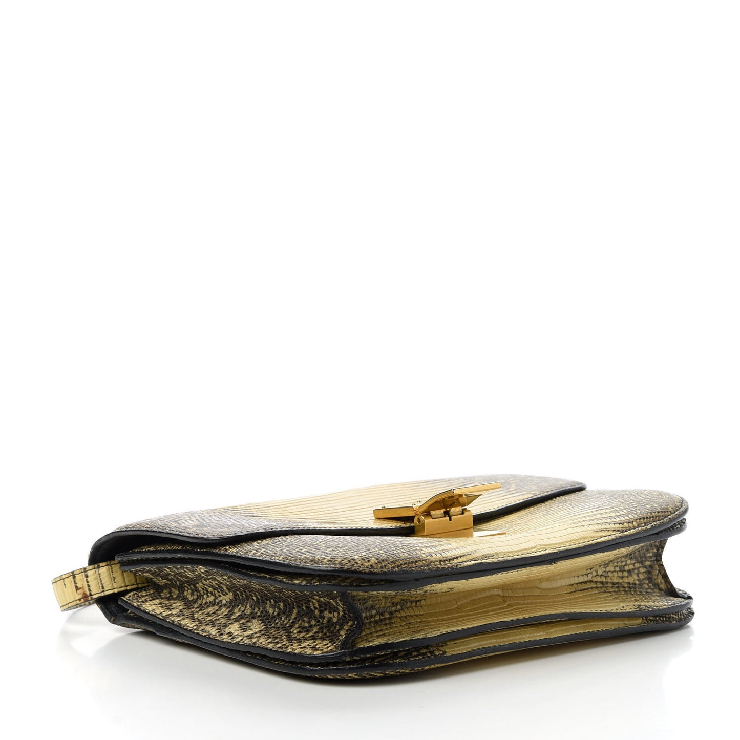 Lizard Medium Classic Box Flap Bag Natural