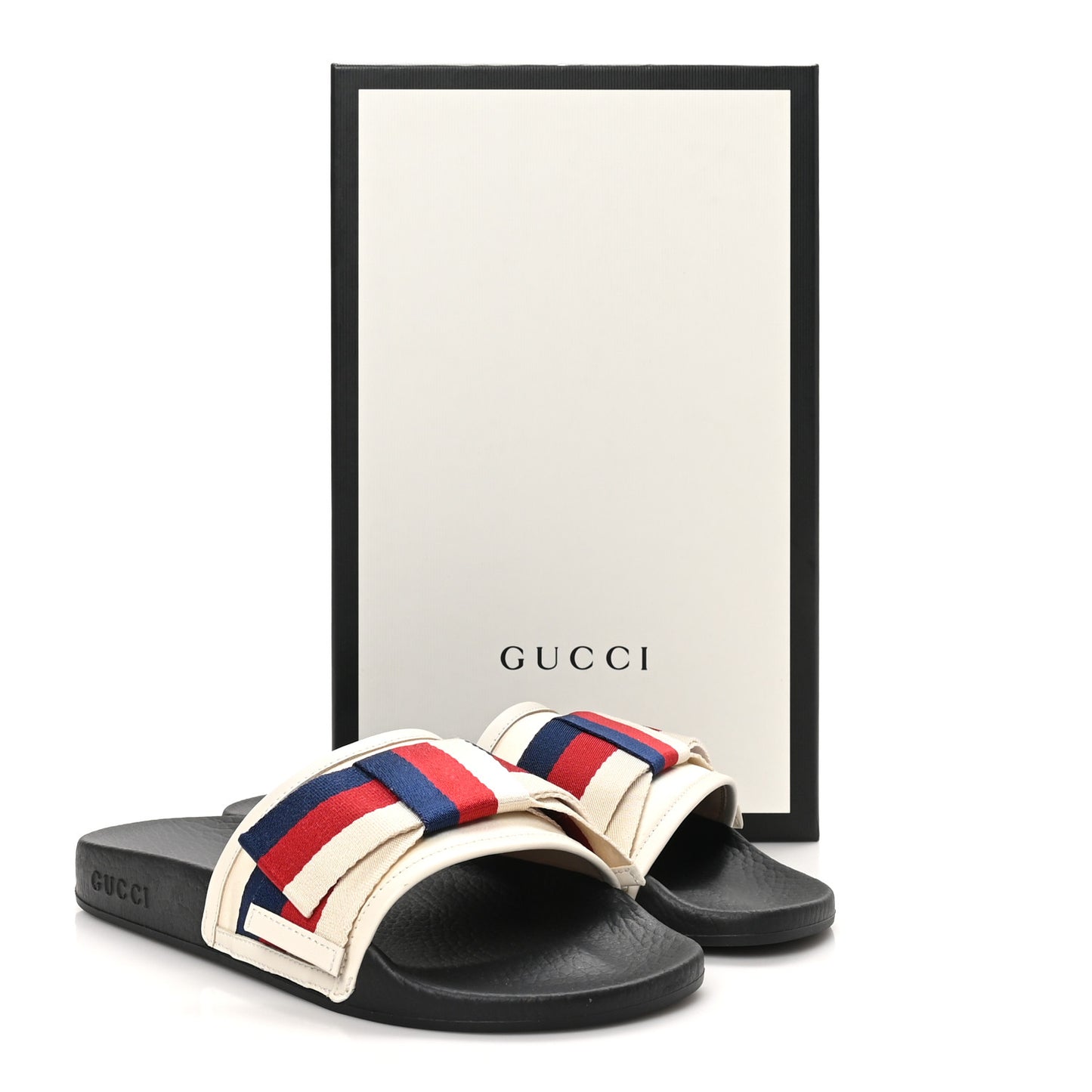 Satin Web Sylvie Bow Slide Sandals 38 White