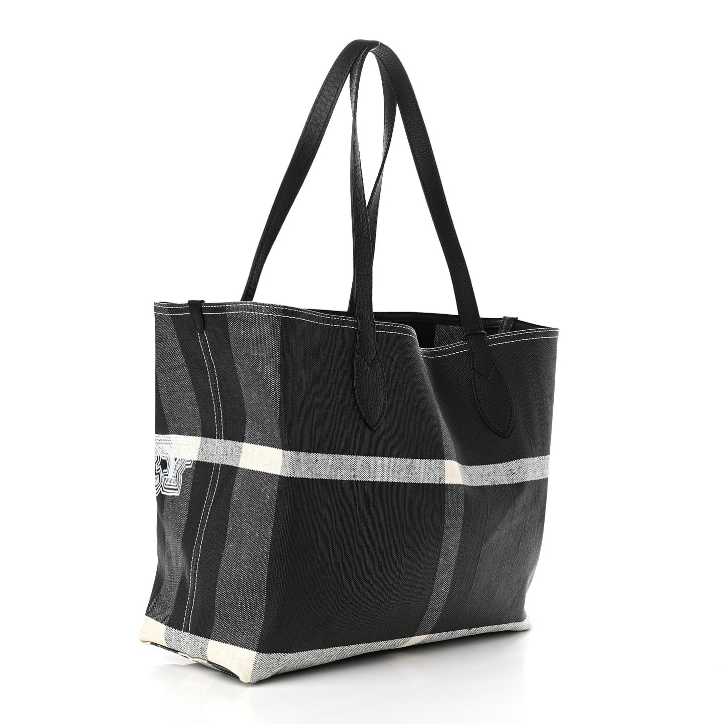 Coated Canvas Mega Check Medium Doodle Tote Black