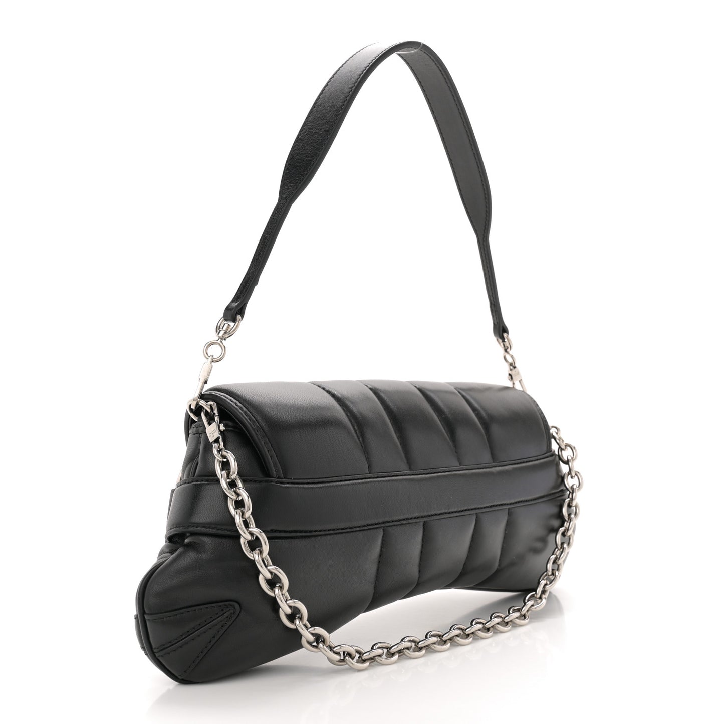 Nappa Vertical Matelasse Medium Maxi Horsebit Chain Shoulder Bag Black