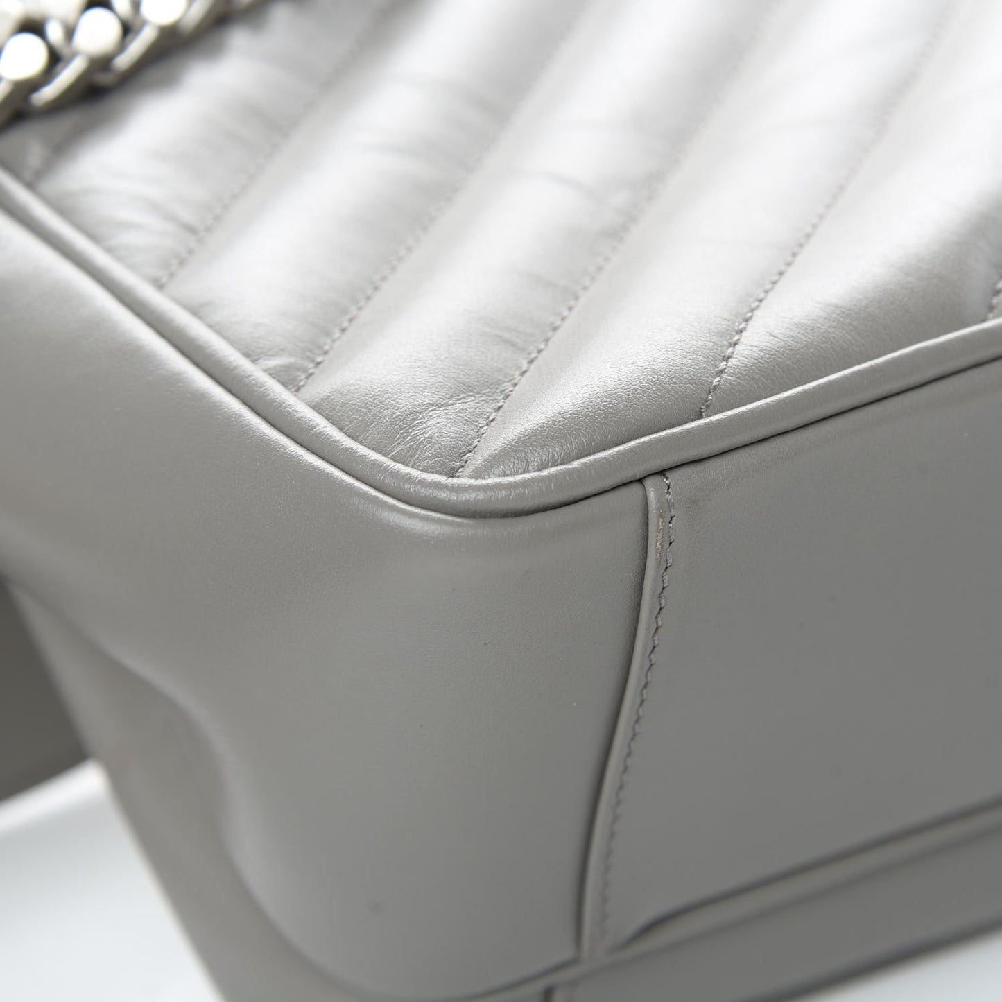 Calfskin Y Quilted Monogram Loulou Shoulder Bag Pearl Grey