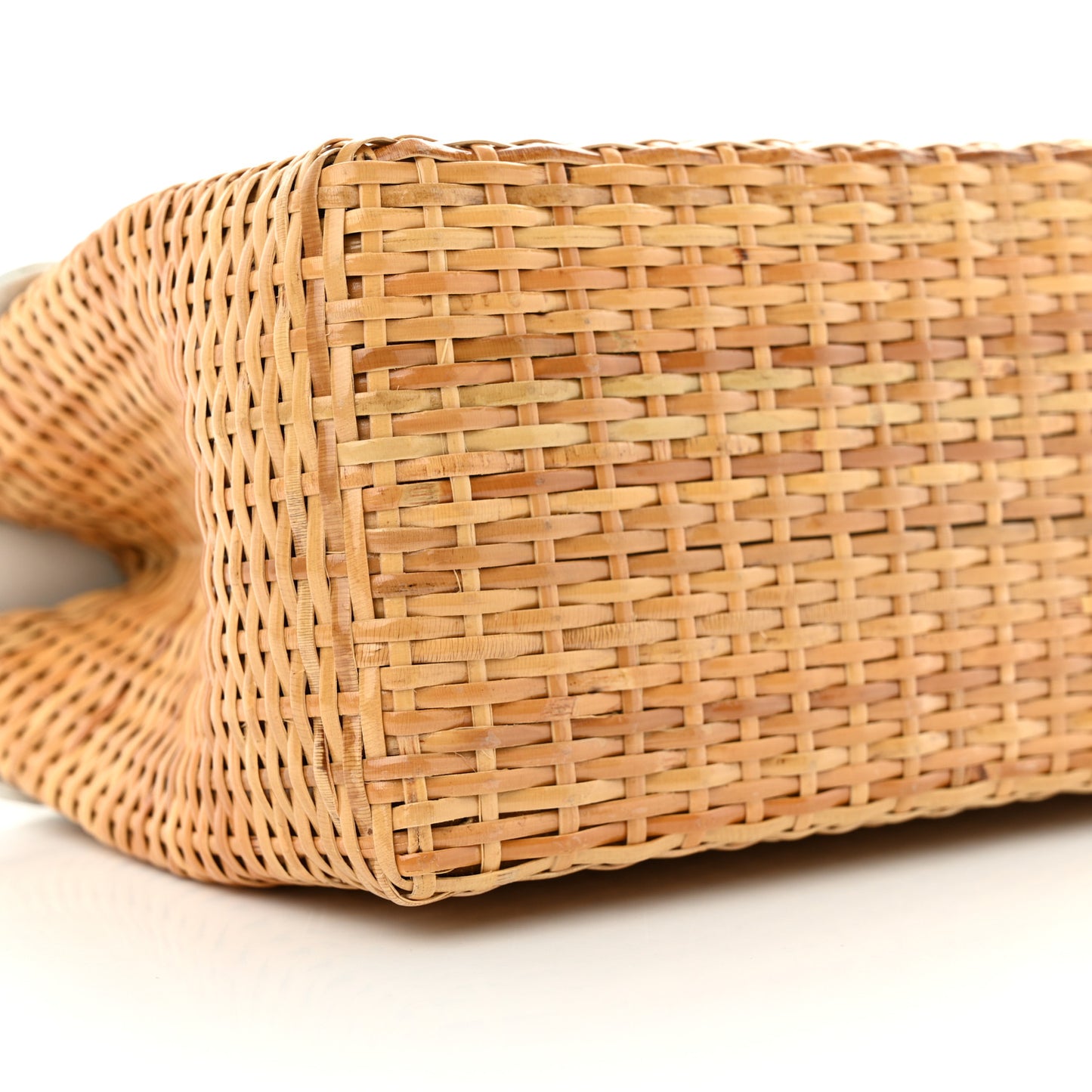Calfskin Rattan Basket Flap Shoulder Bag White