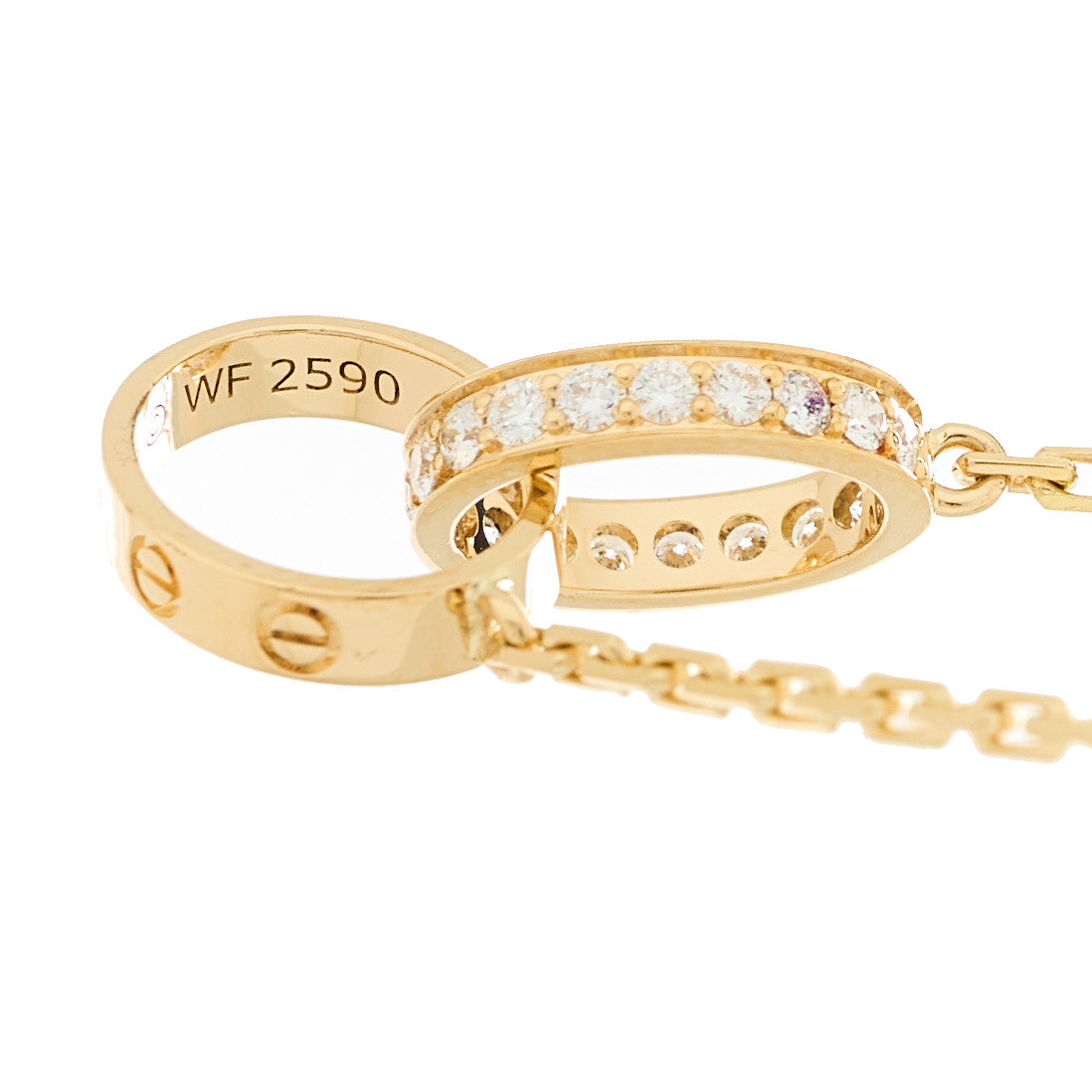 18K Yellow Gold Diamond Interlocking LOVE Necklace