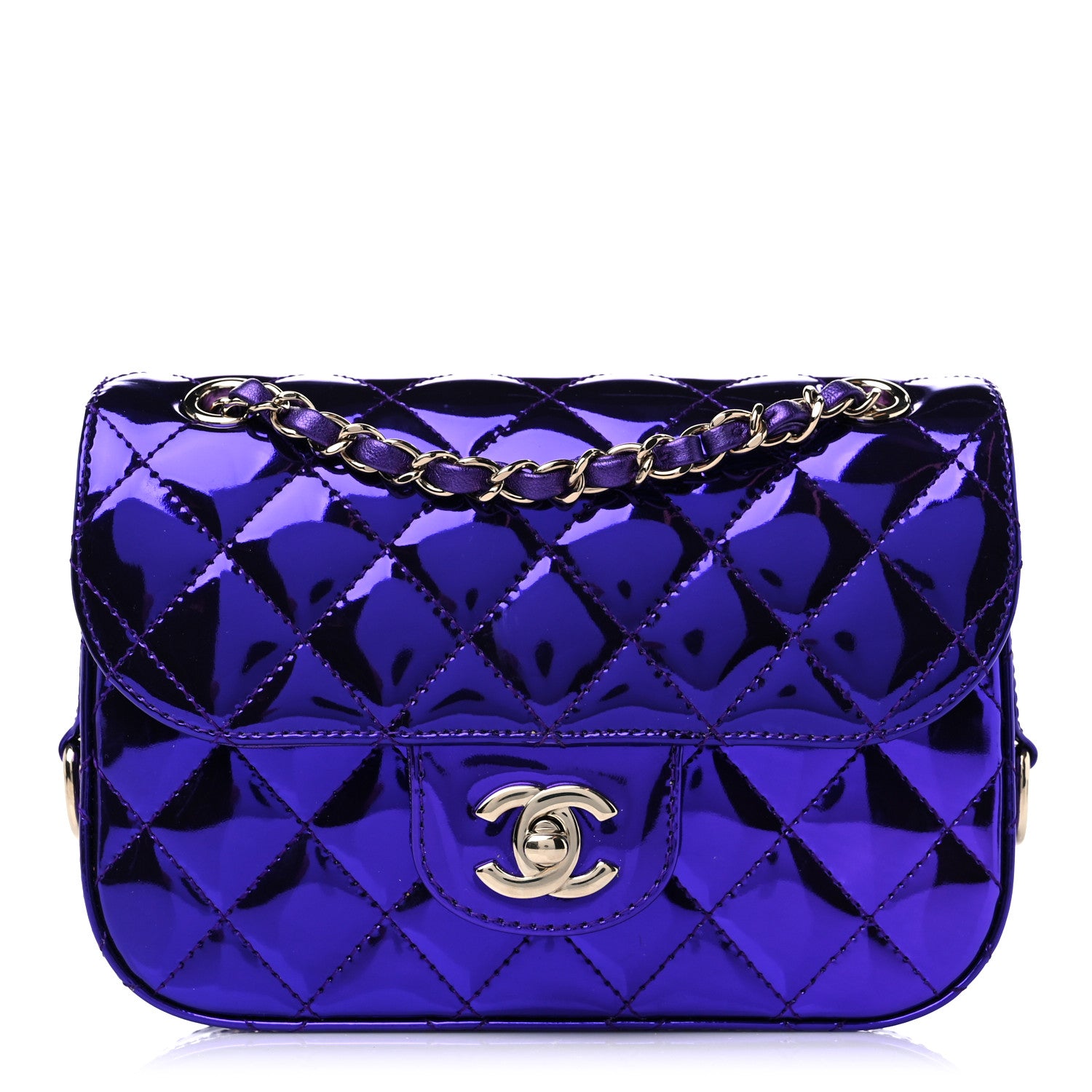 Chanel Mirror Calfskin Quilted Mini Rectangular Flap Purple 1 of 10