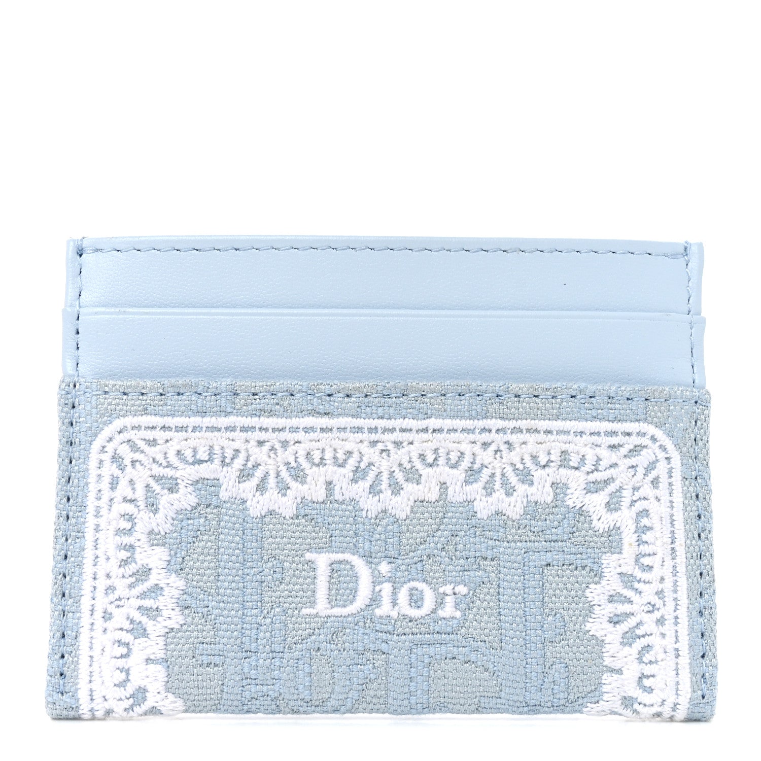 Christian Dior Calfskin Technical Fabric Oblique Lace Freesia Card