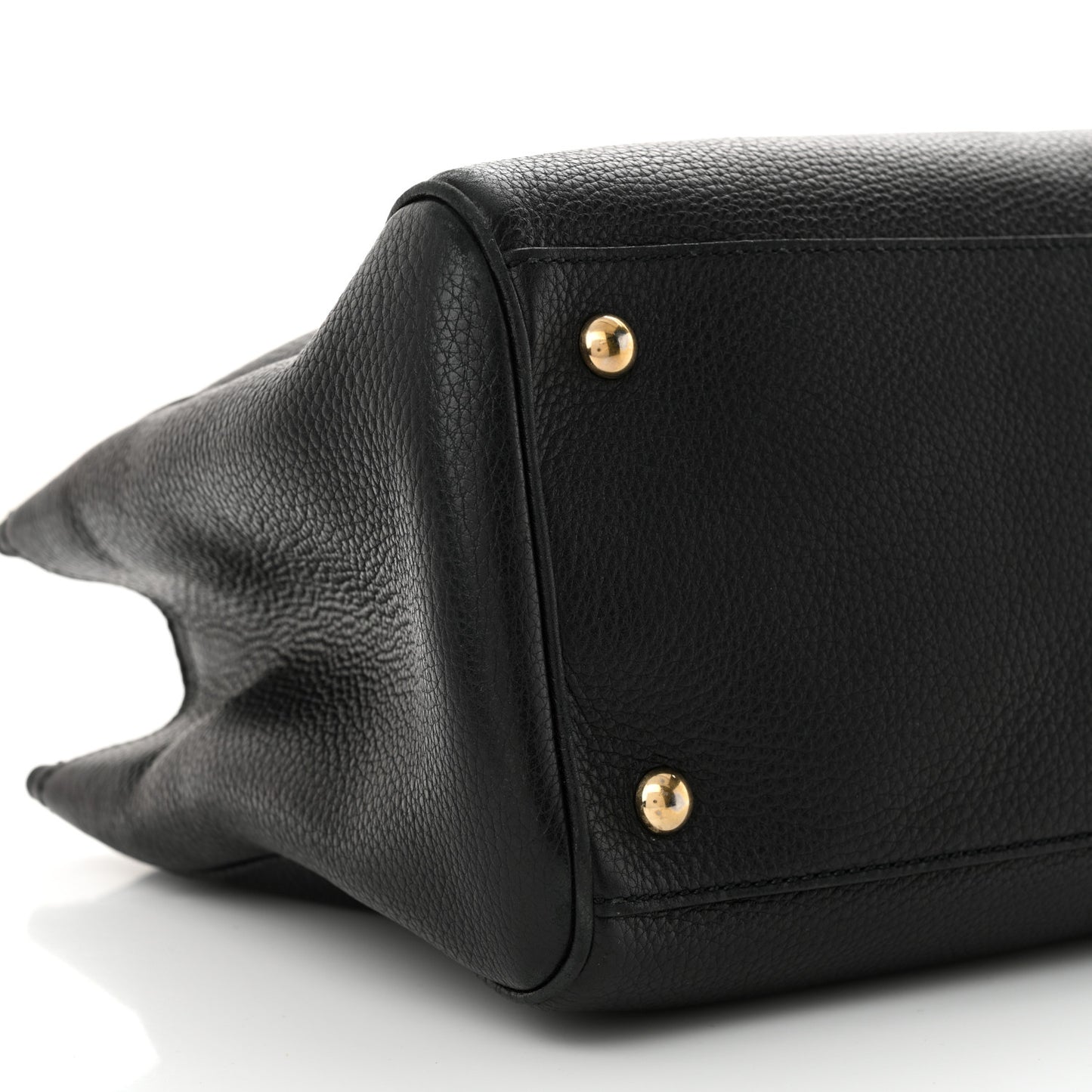 Pebbled Calfskin Medium Bamboo Shopper Tote Black