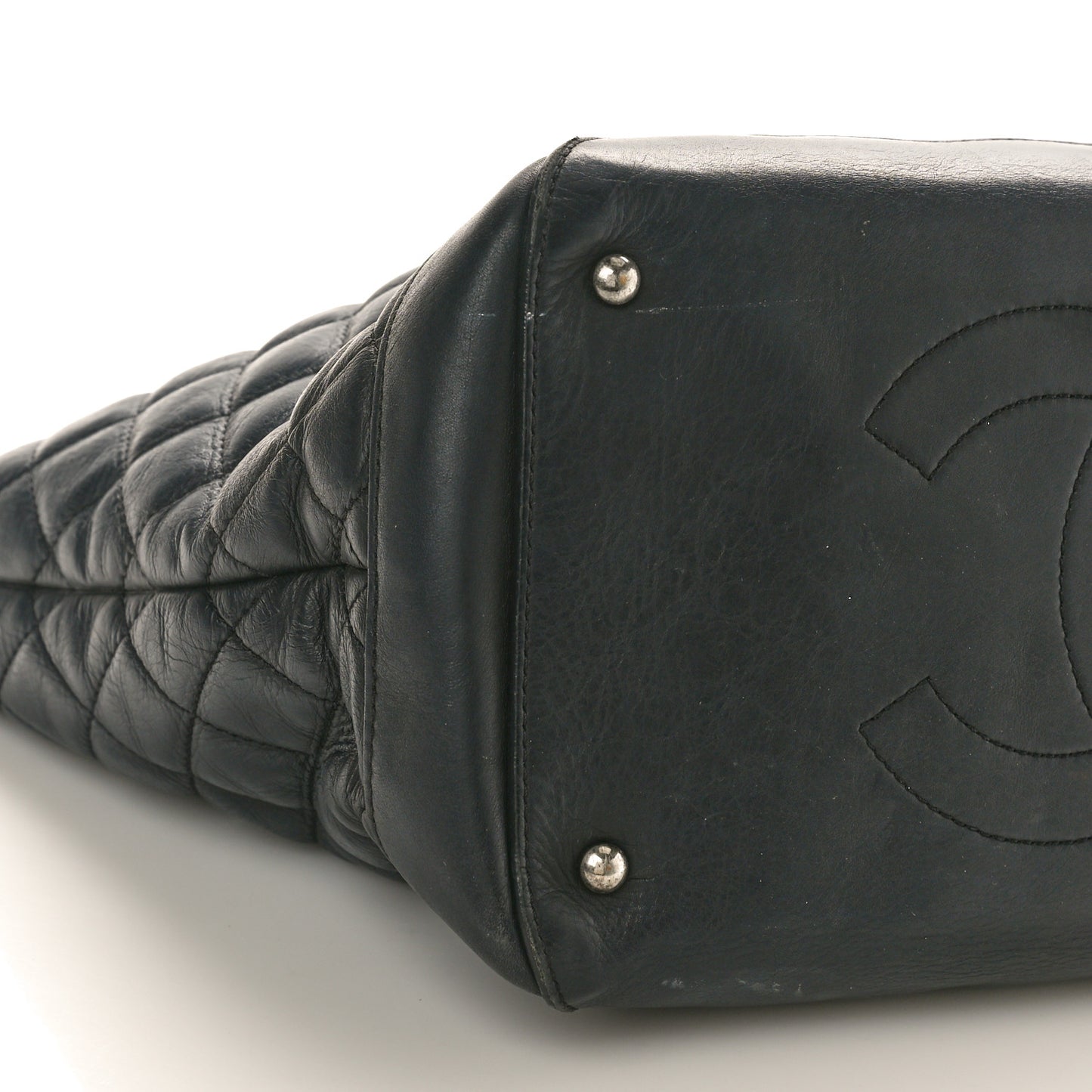 Calfskin Quilted Small Easy Shopping Tote Black