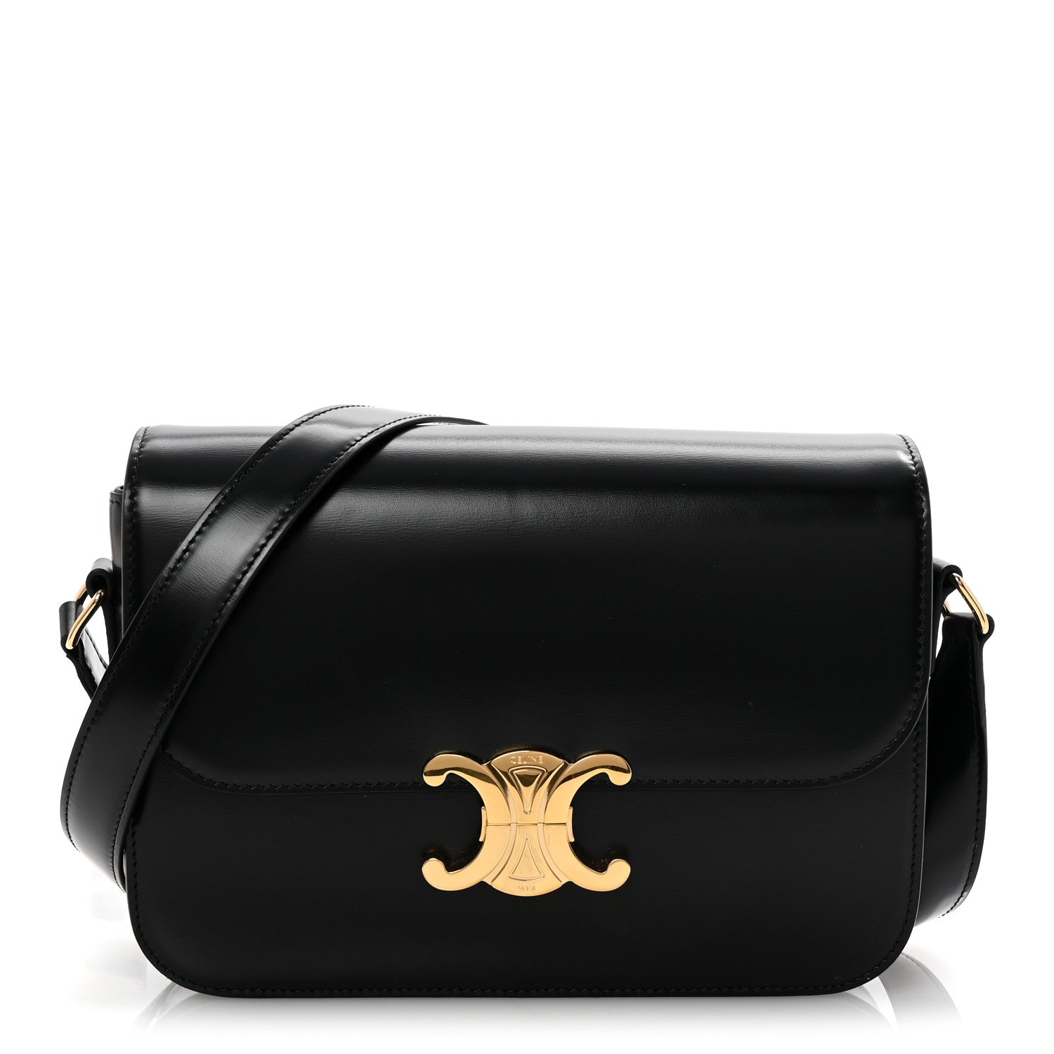 Celine Shiny Calfskin Medium Triomphe Black 1 of 10