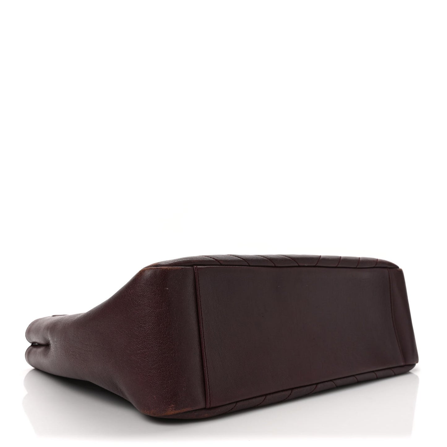 Sheepskin Matelasse Chevron Large Monogram Shopping Bag Burgundy