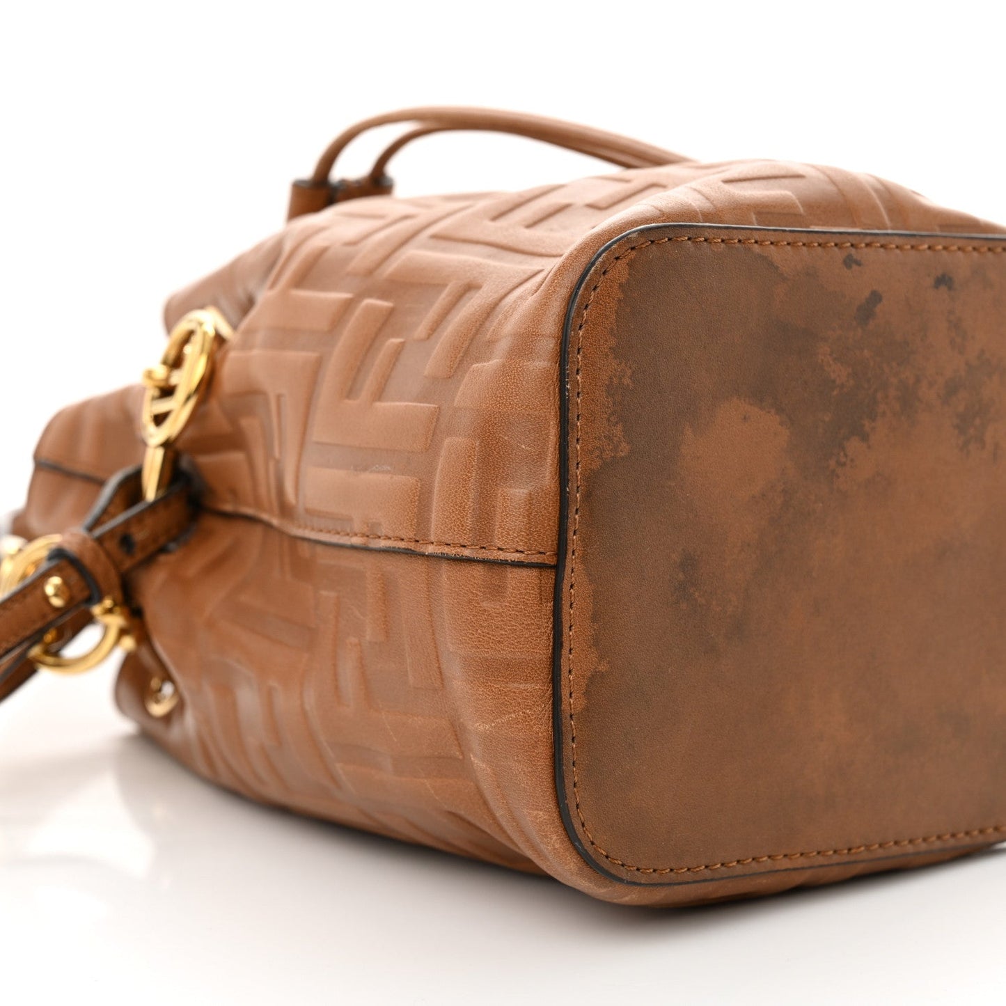 Vitello Cristallo Nature F is Fendi FF 1974 Embossed Mini Mon Tresor Bucket Bag Cuoio