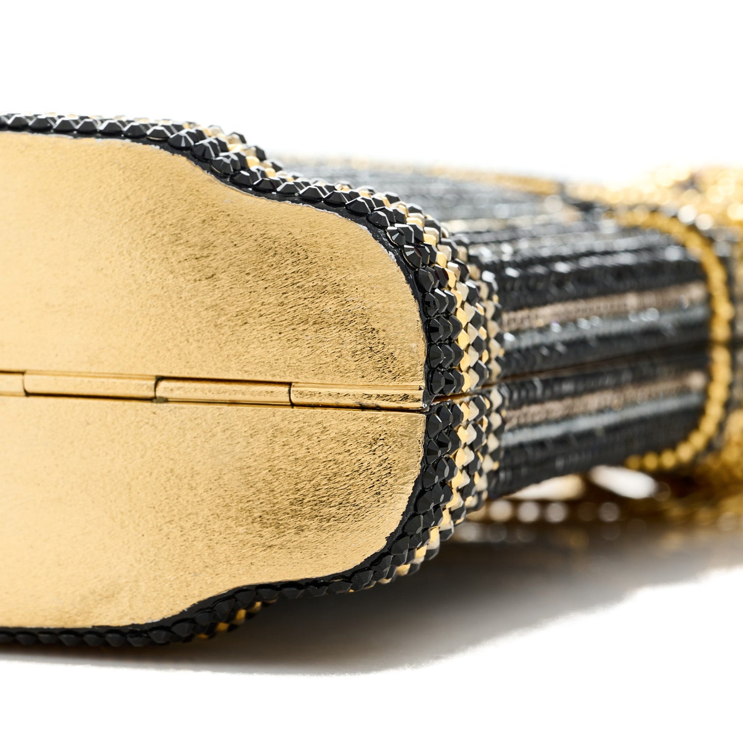 Swarovski Crystal Carnegie Hall Harp Minaudiere Clutch Gold Multicolor