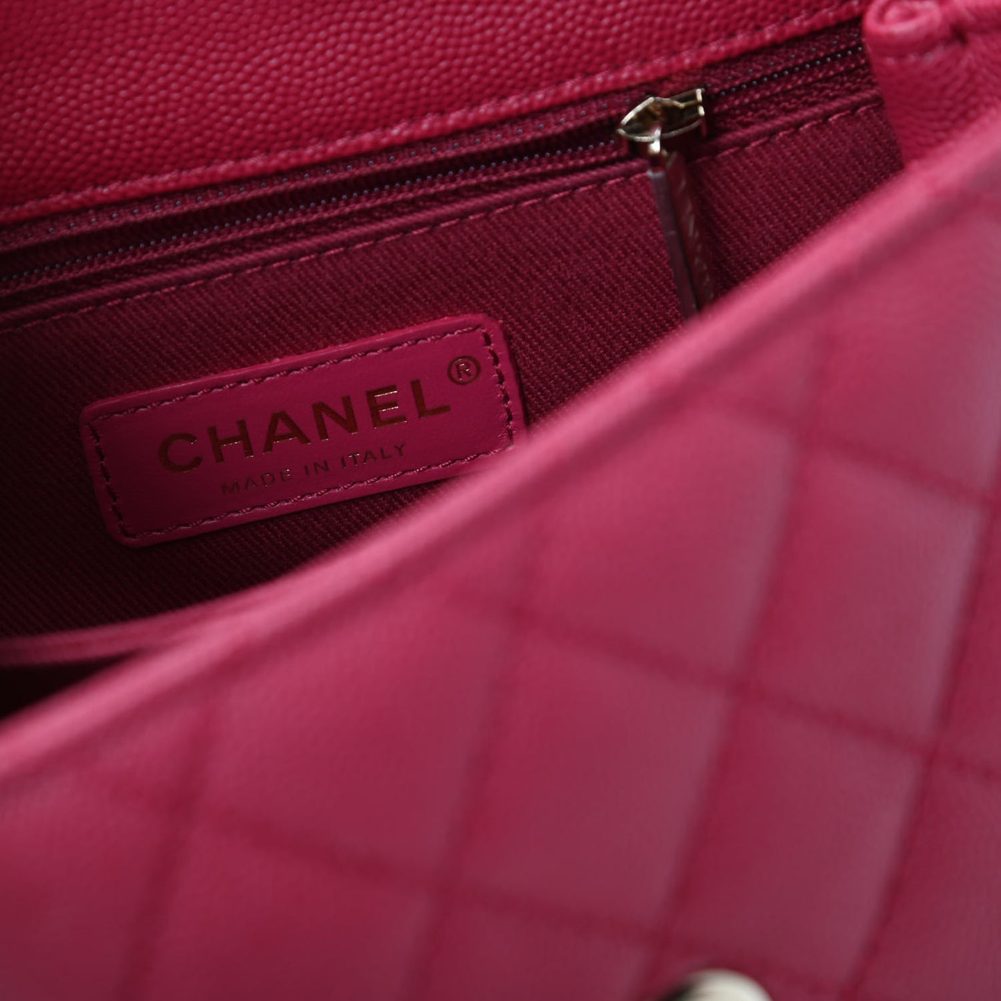 Caviar Quilted Mini Coco Handle Flap Fuchsia