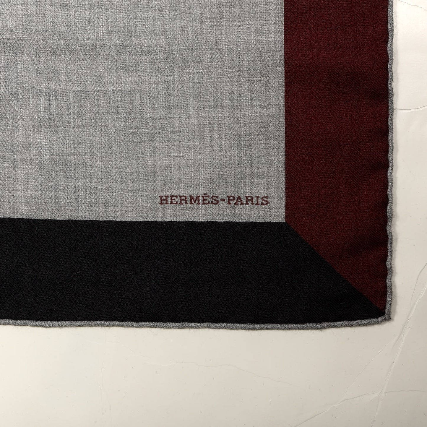 Cashmere Silk Encadre H Passant Giant Scarf 140 Bordeaux Black Gris Chine