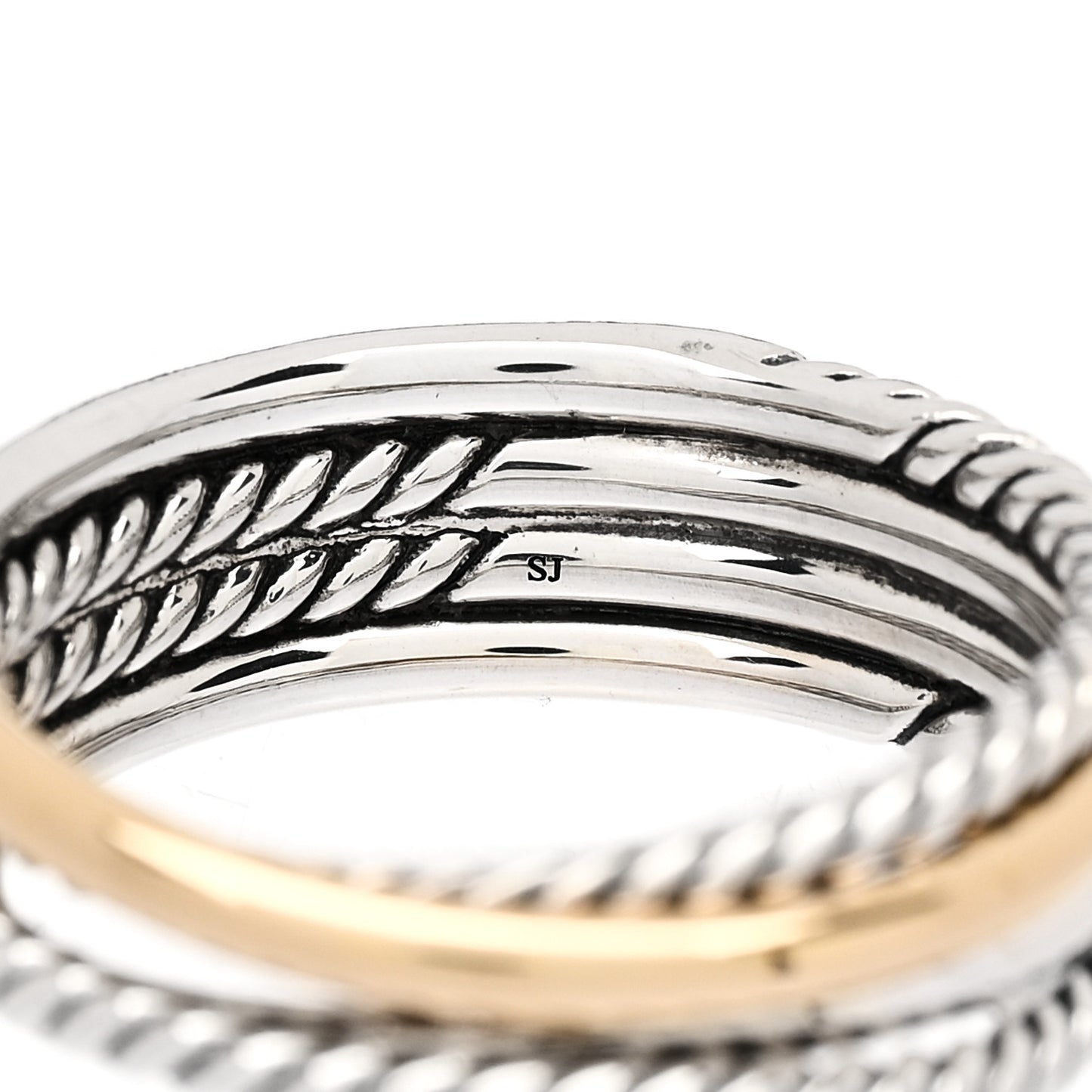 Sterling Silver 18K Yellow Gold Narrow Crossover Ring 53 6.5