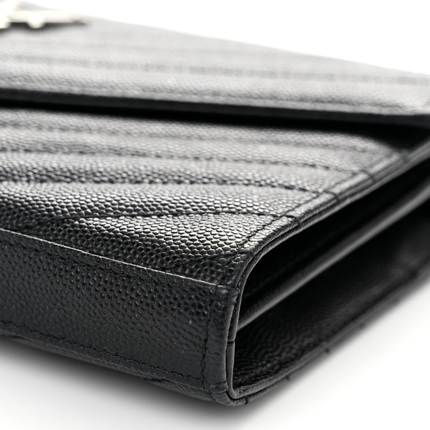 Grain De Poudre Matelasse Chevron Monogram Chain Wallet Black