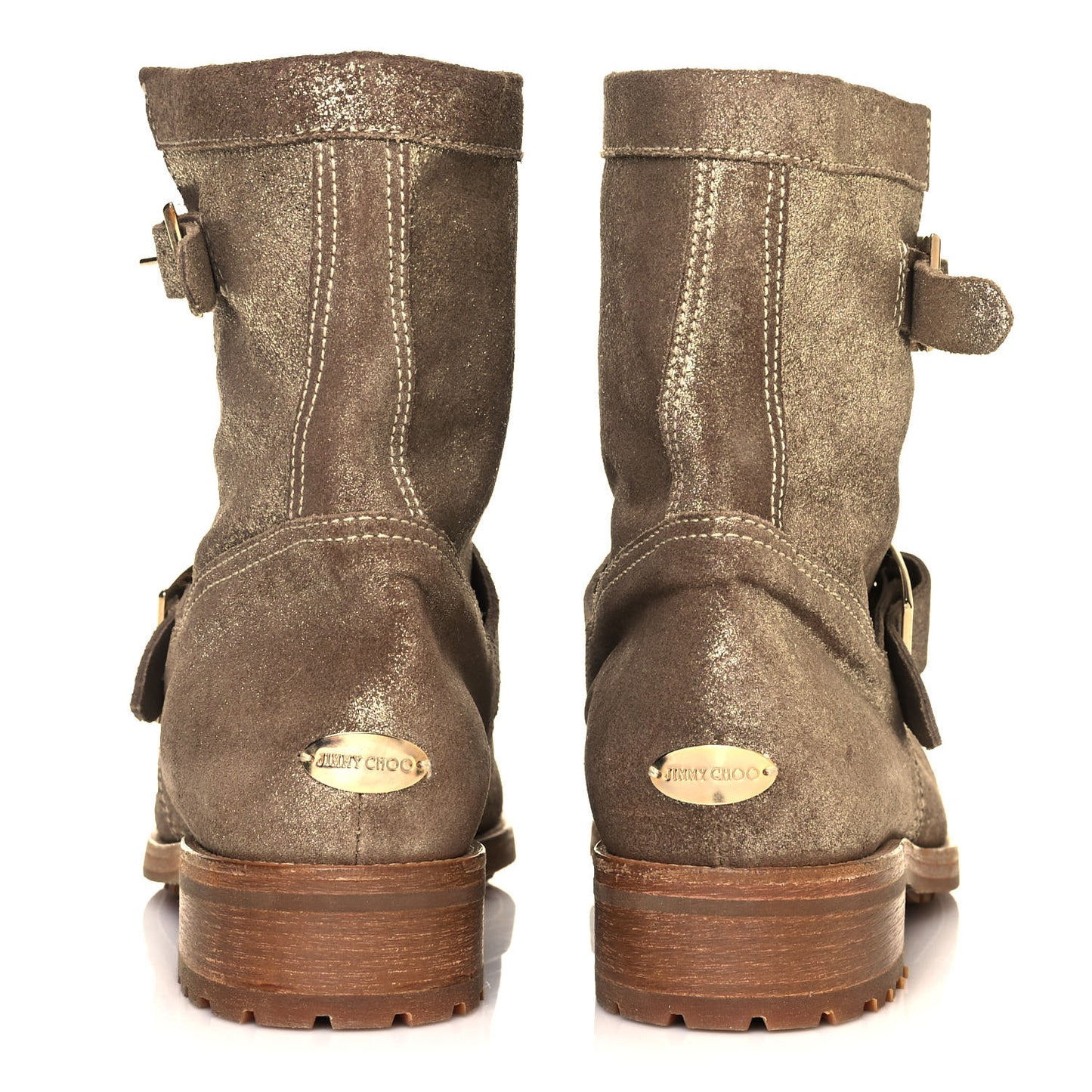 Metallic Suede Youth Biker Boots 40.5 Gold