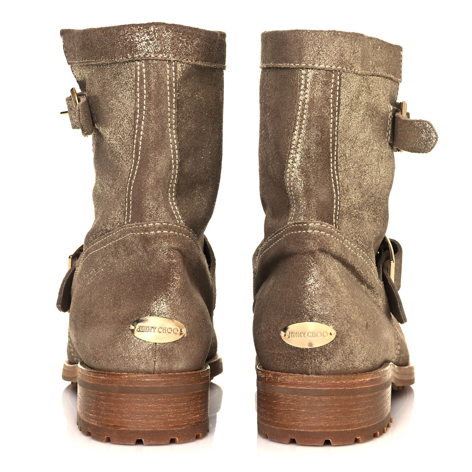 Jimmy Choo Metallic Suede Youth Biker Boots 40.5 Gold 5 of 7