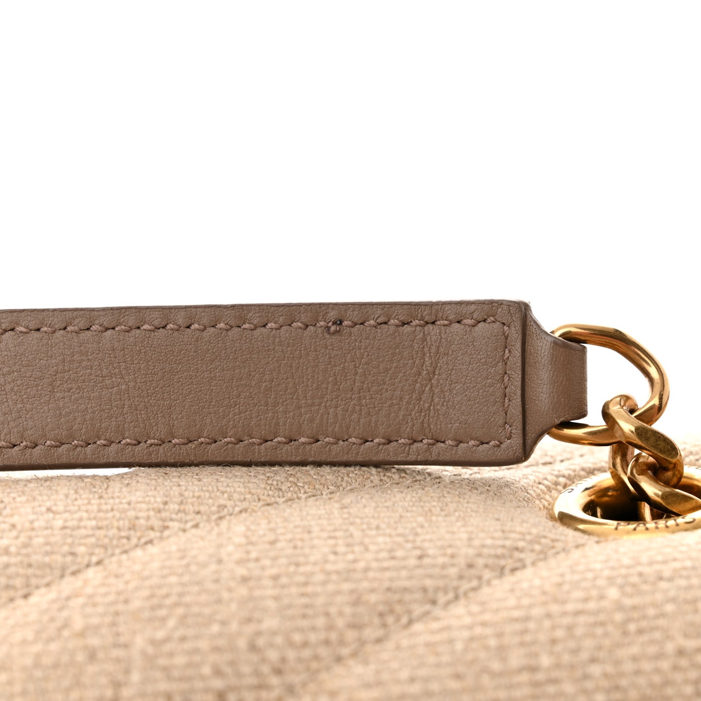 Linen Y Quilted Monogram Medium Loulou Chain Satchel Natural Taupe