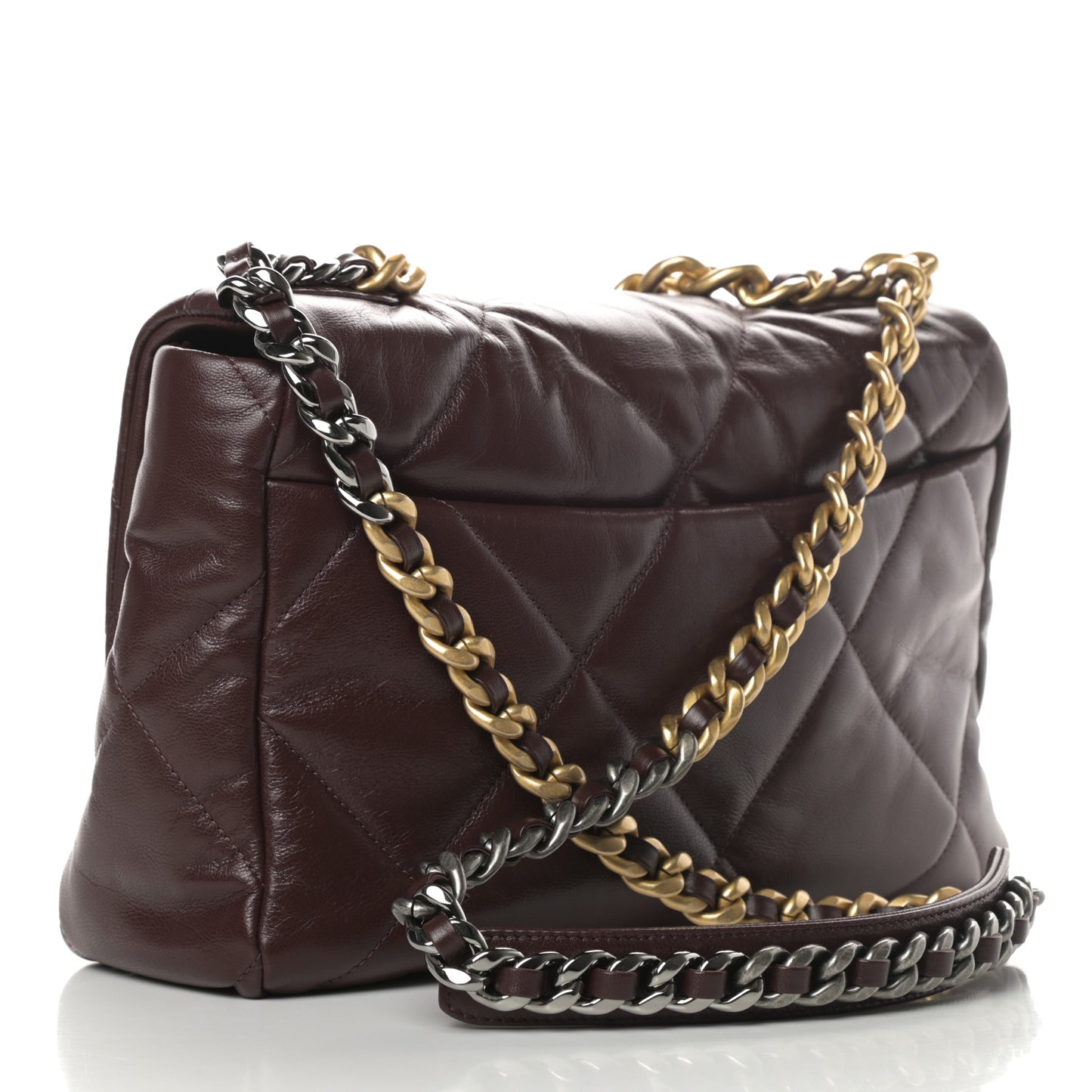 Lambskin Quilted Large Chanel 19 Flap Dark Brown