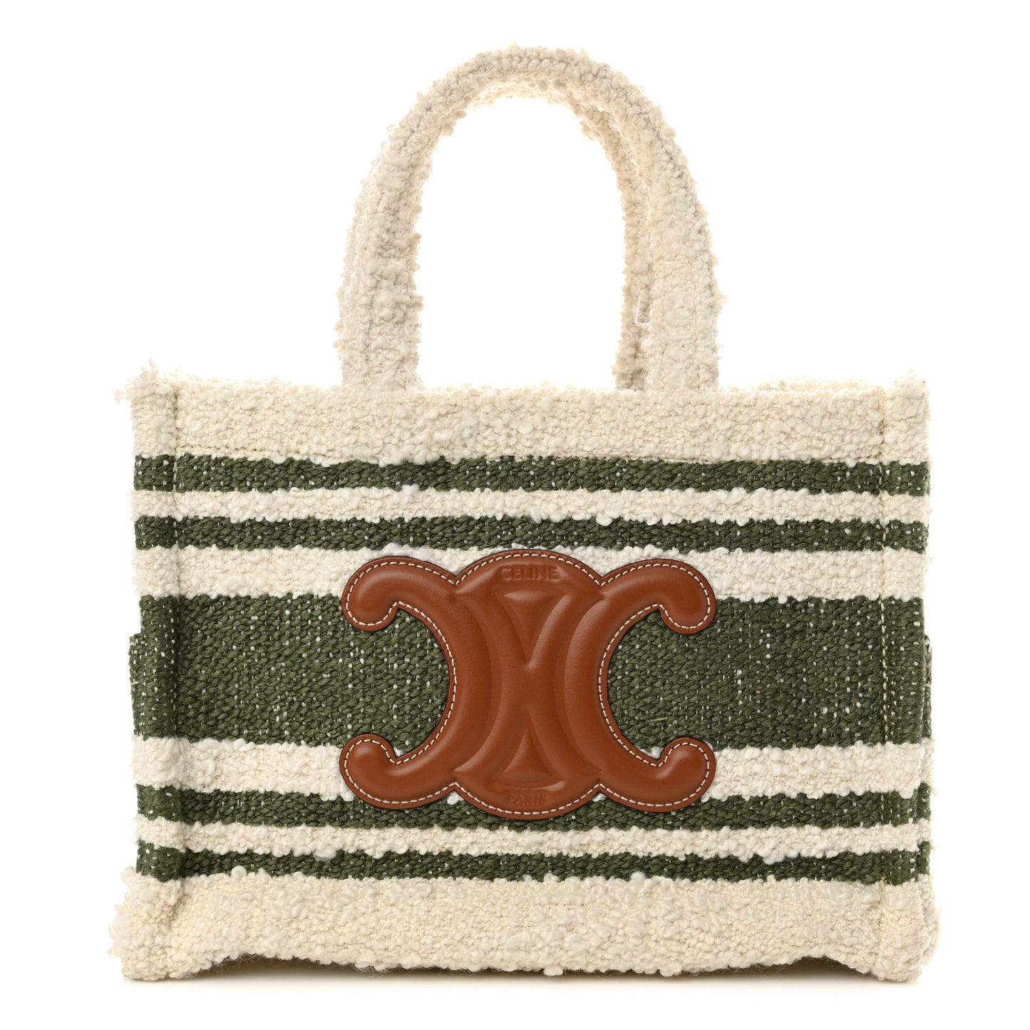 Stripe Triomphe Small Cabas Thais Khaki Tan