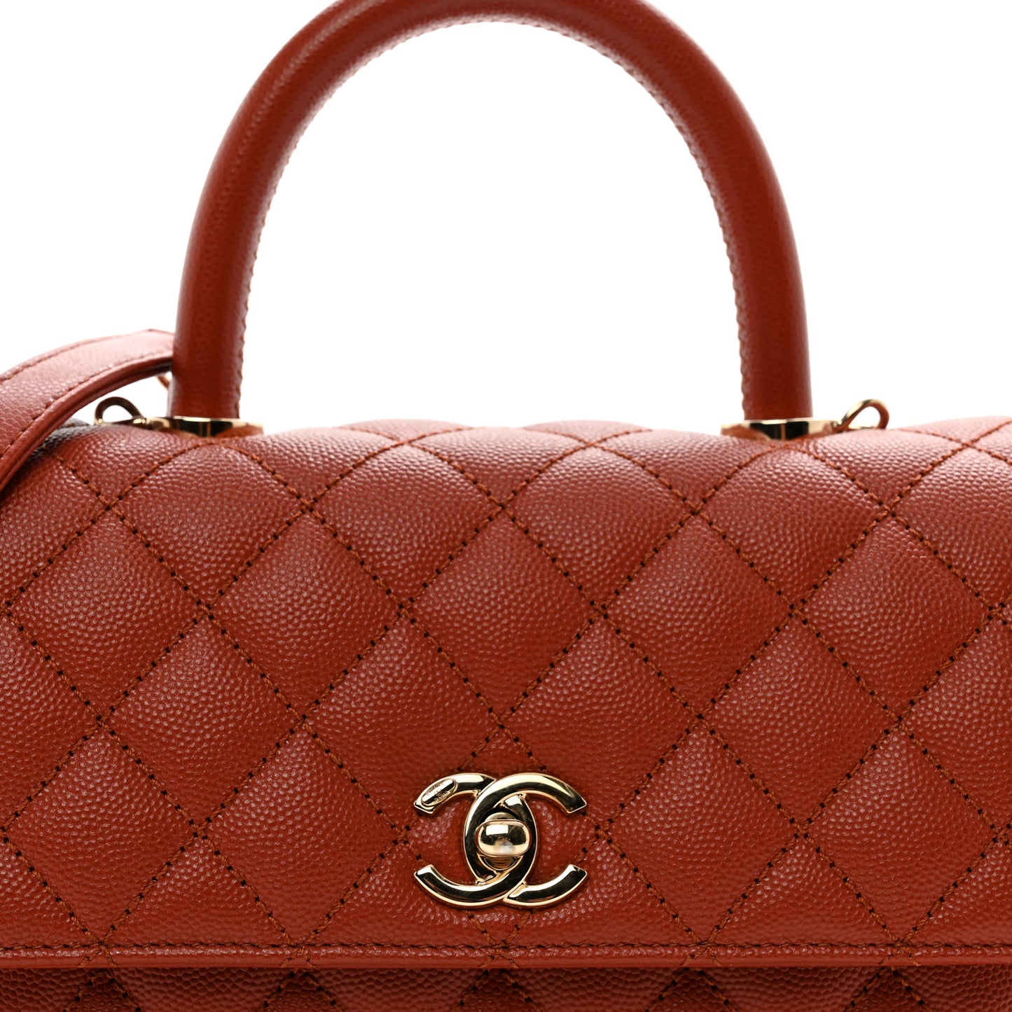 Caviar Quilted Mini Coco Handle Flap Brown