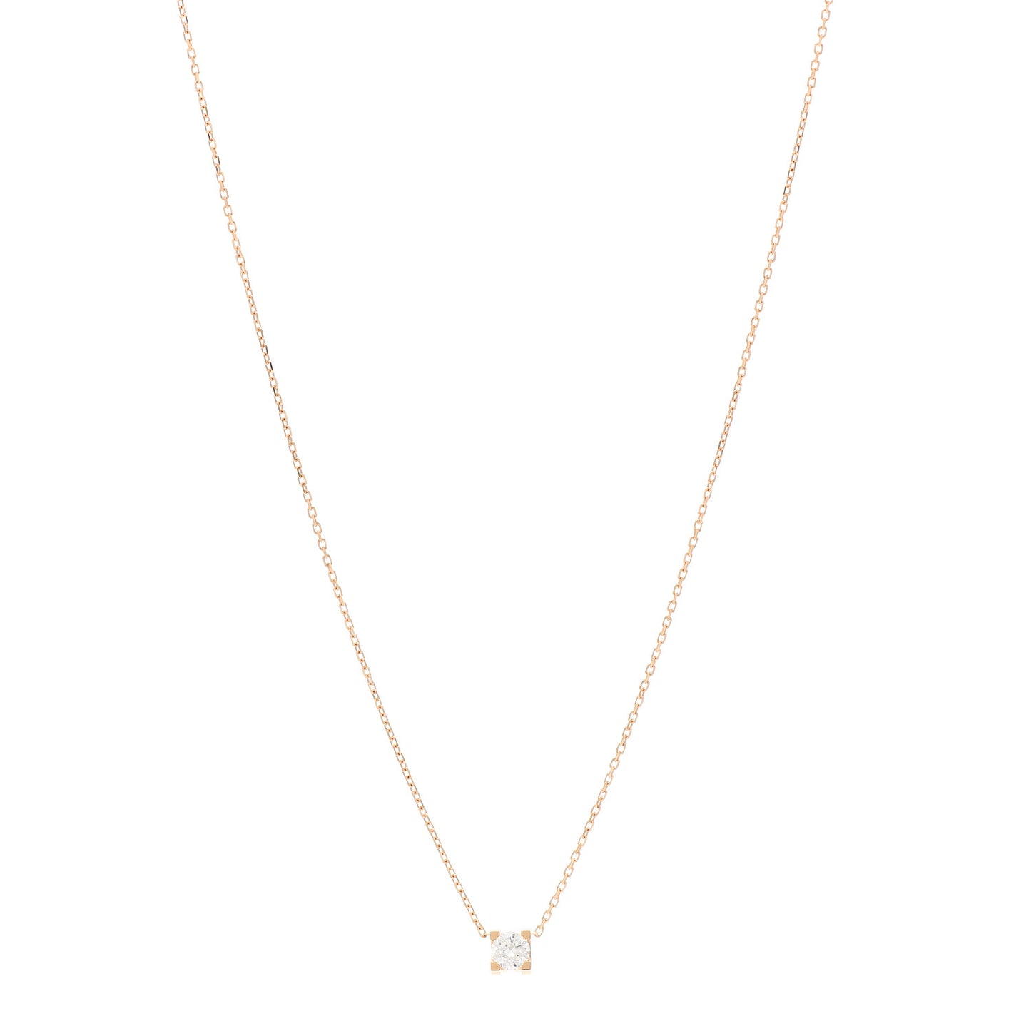 18K Pink Gold Diamond .30ct C De Cartier Pendant Necklace