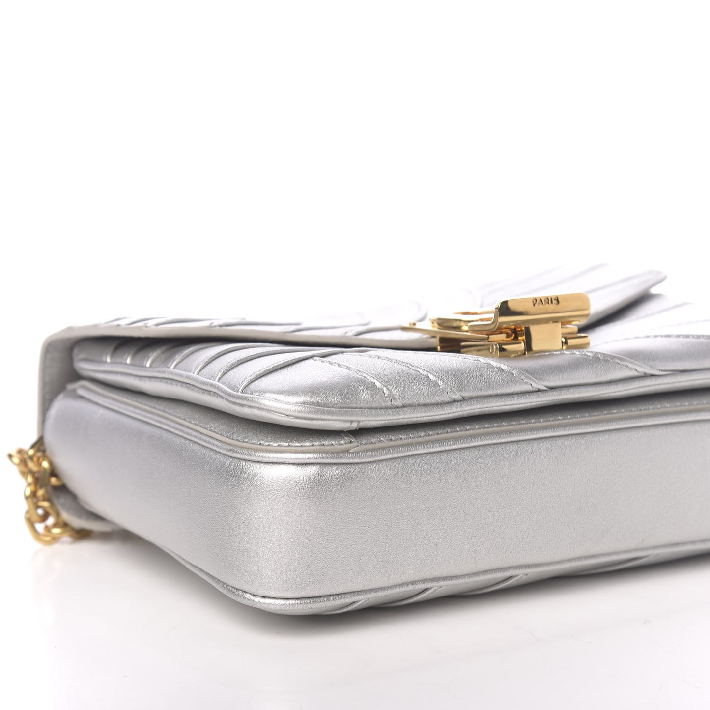 Metallic Calfskin Small Patchwork C Bag Silver