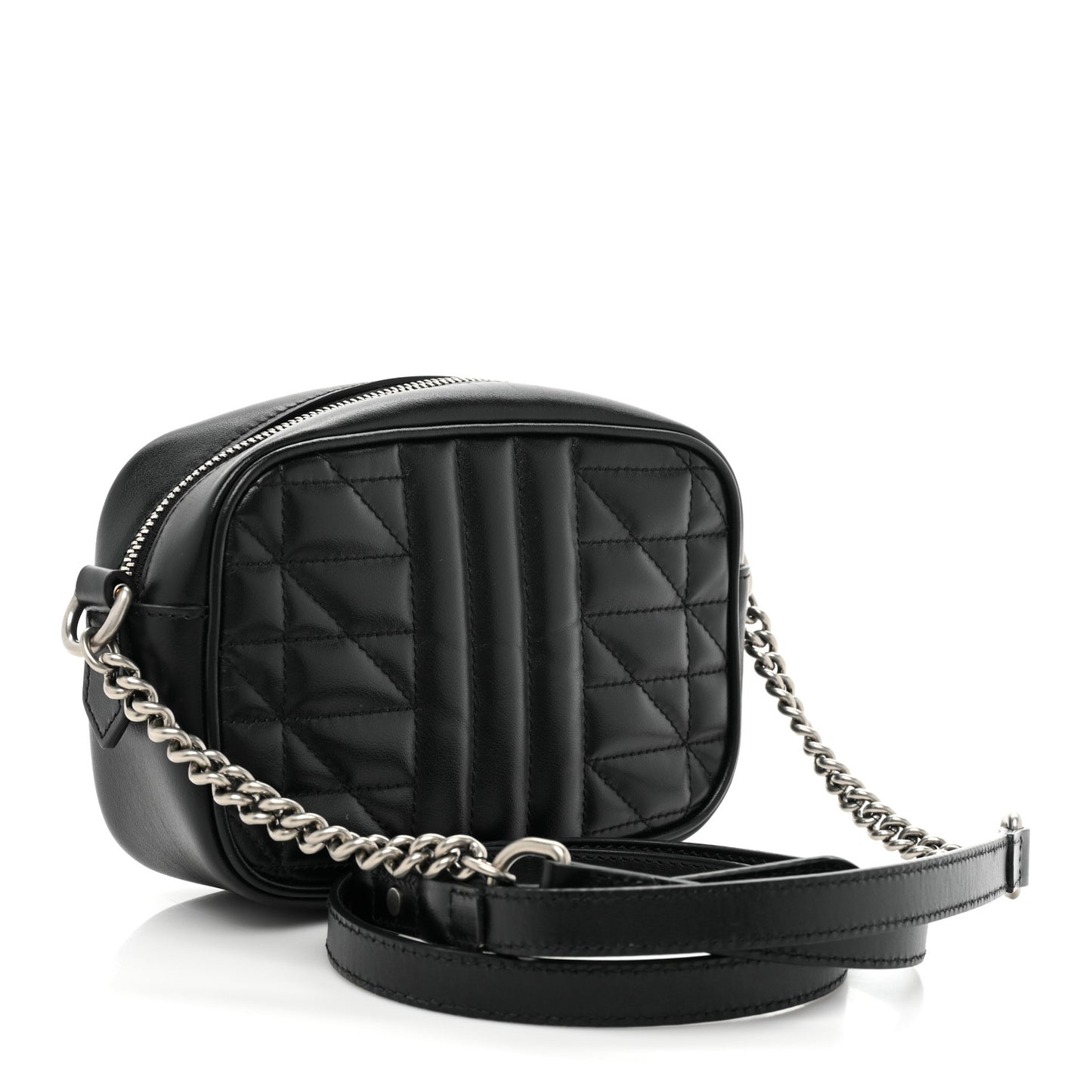 Calfskin Matelasse Aria Mini GG Marmont Chain Shoulder Bag Black