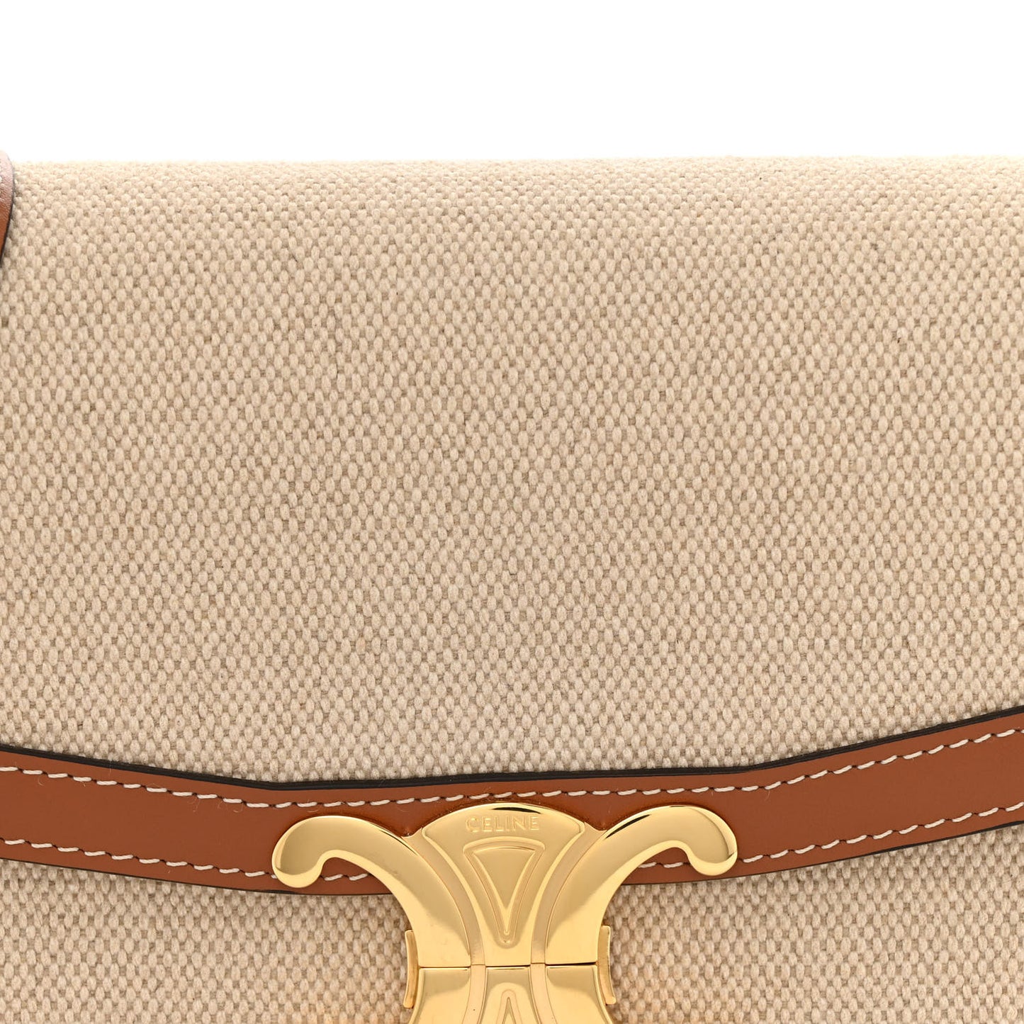 Canvas Calfskin Triomphe Medium Triomphe Bag Natural Tan