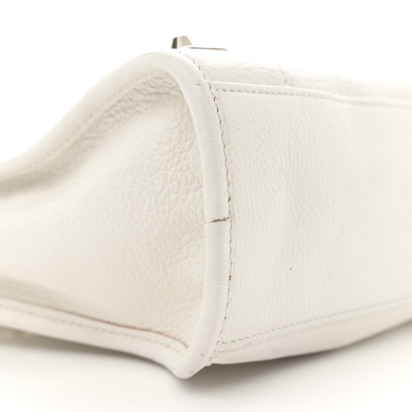Chevre Silver Metallic Edge Hardware S City White