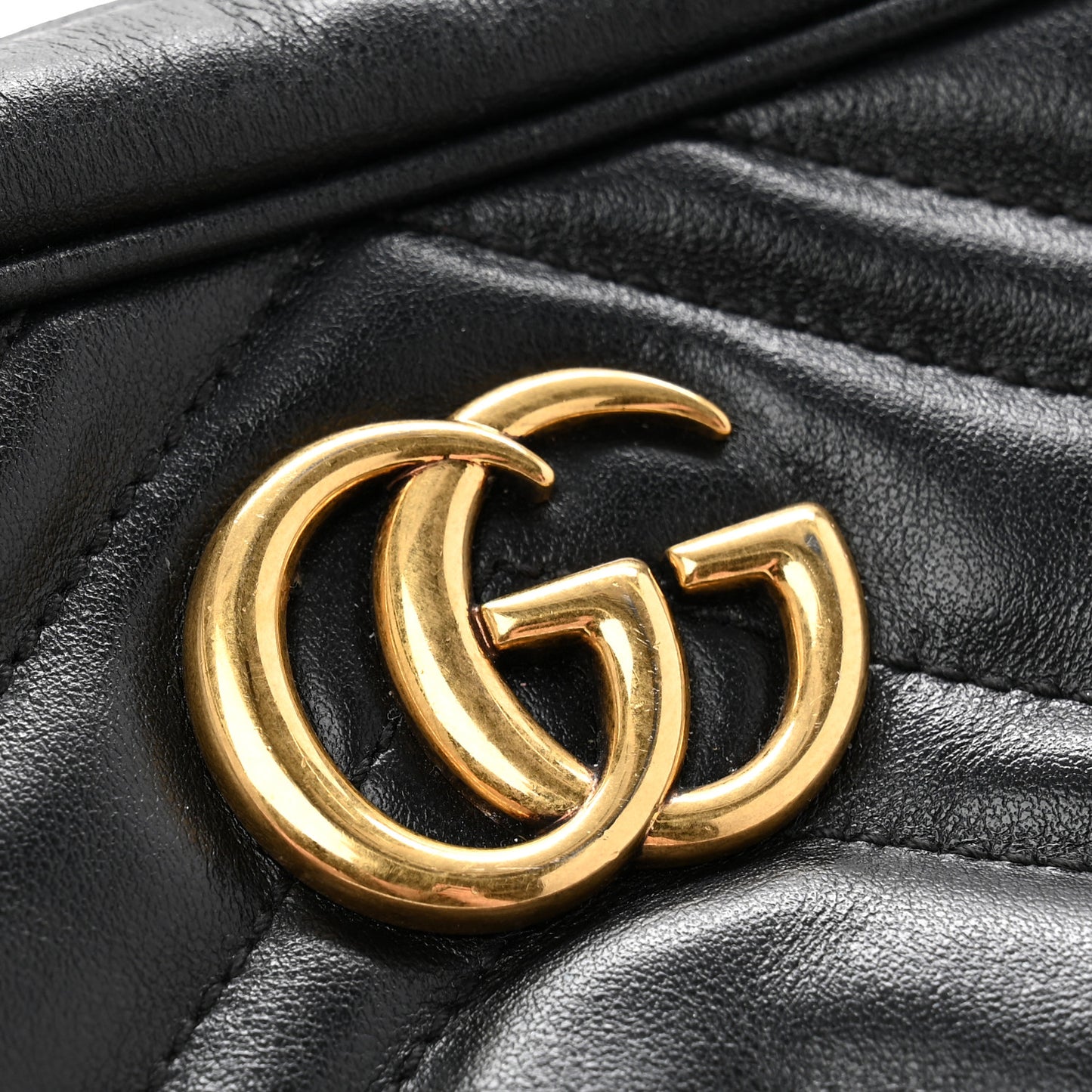 Calfskin Matelasse Mini GG Marmont Chain Shoulder Bag Black
