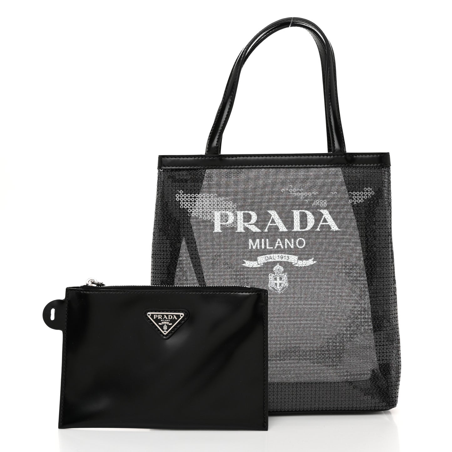 Sequin Rete Paillettes Small Tote Bag Black