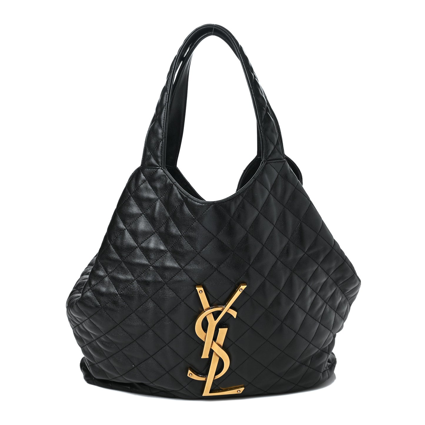 Lambskin Quilted Maxi Icare Shopping Tote Black