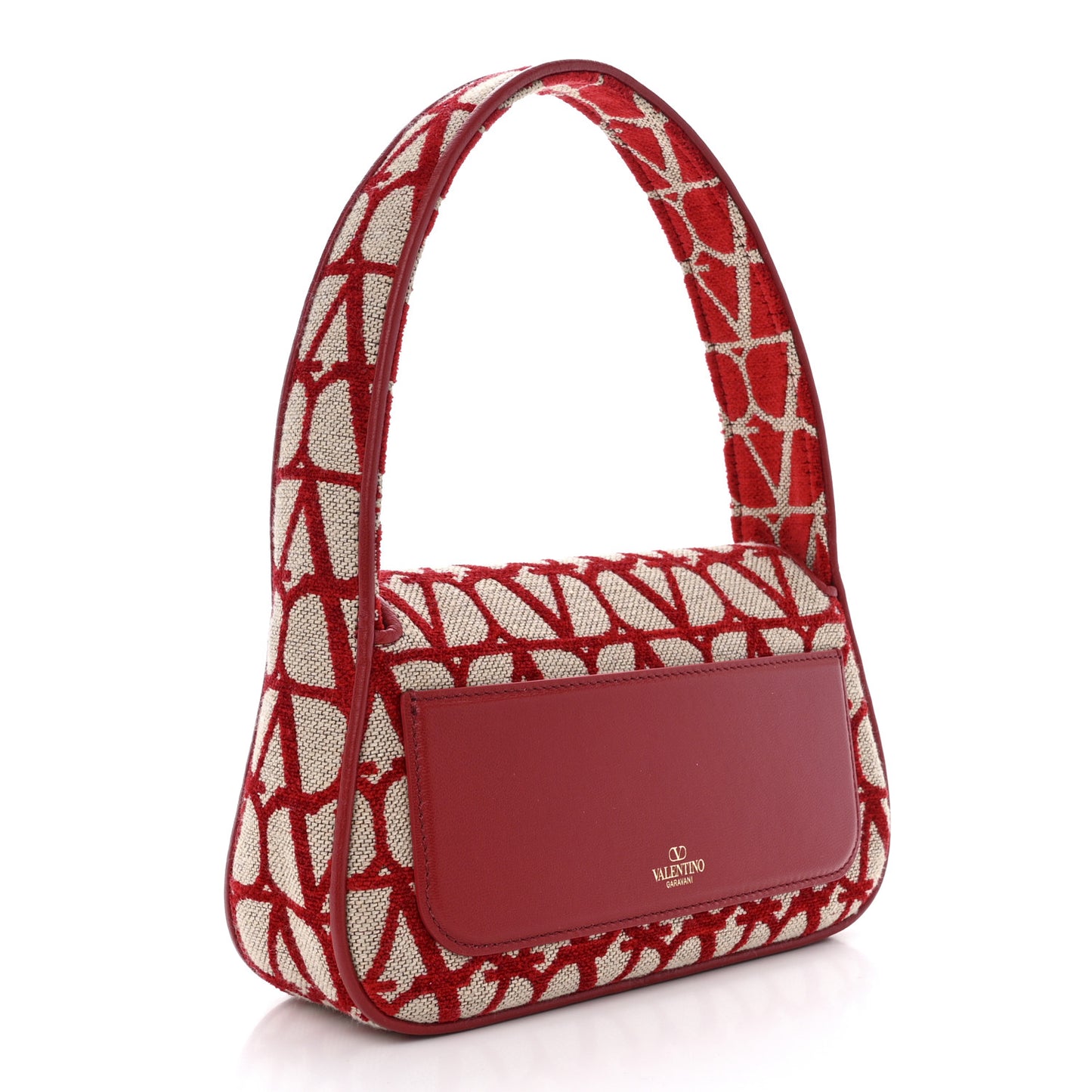 Toile Iconographe Goatskin Vlogo Small Loco Hobo Bag Natural Rosso Valentino