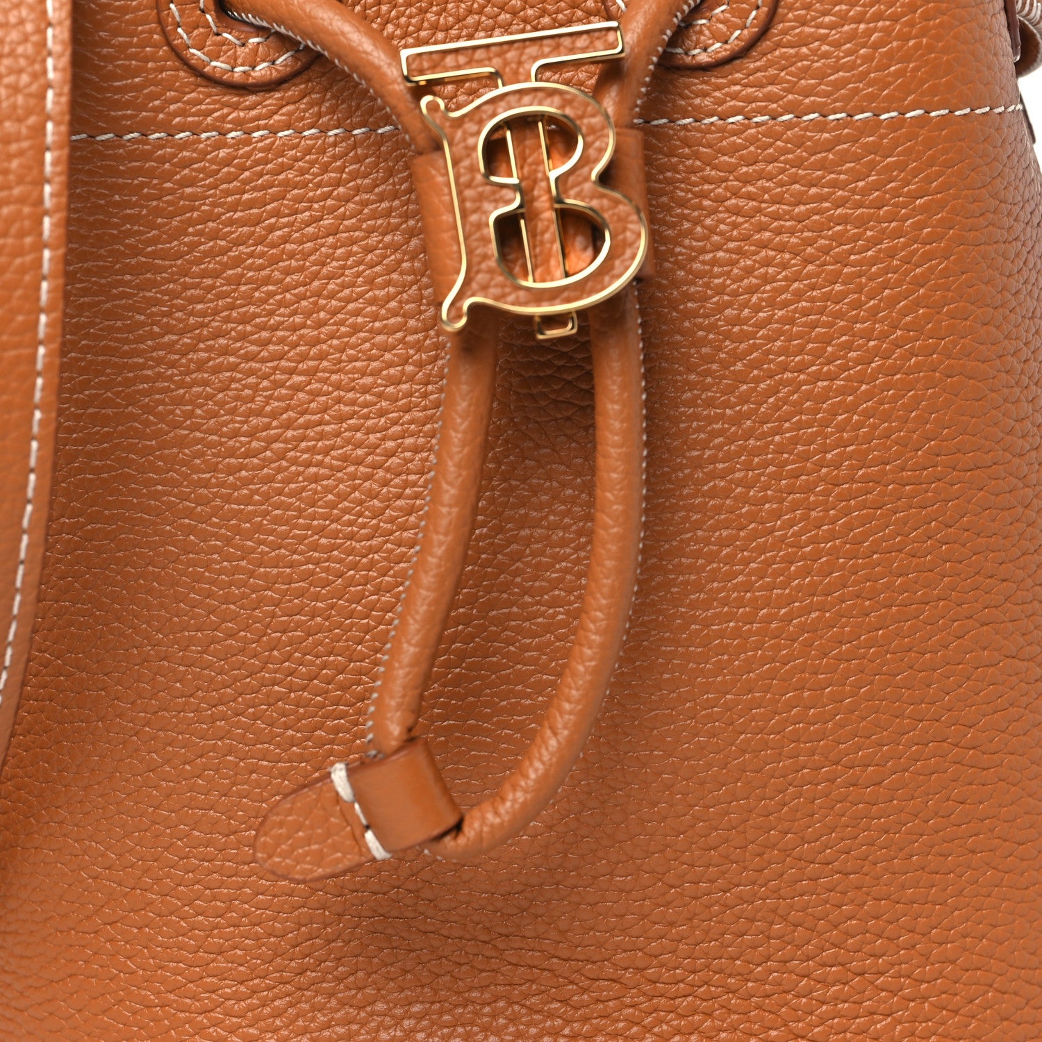 Burberry Calfskin TB Mini Bucket Bag Warm Russet Brown 7 of 9