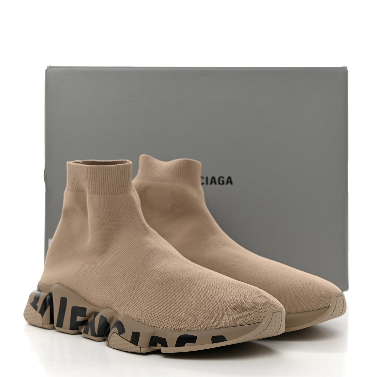 Neoprene Knit Mens Speed Graffiti Sneakers 46 Beige