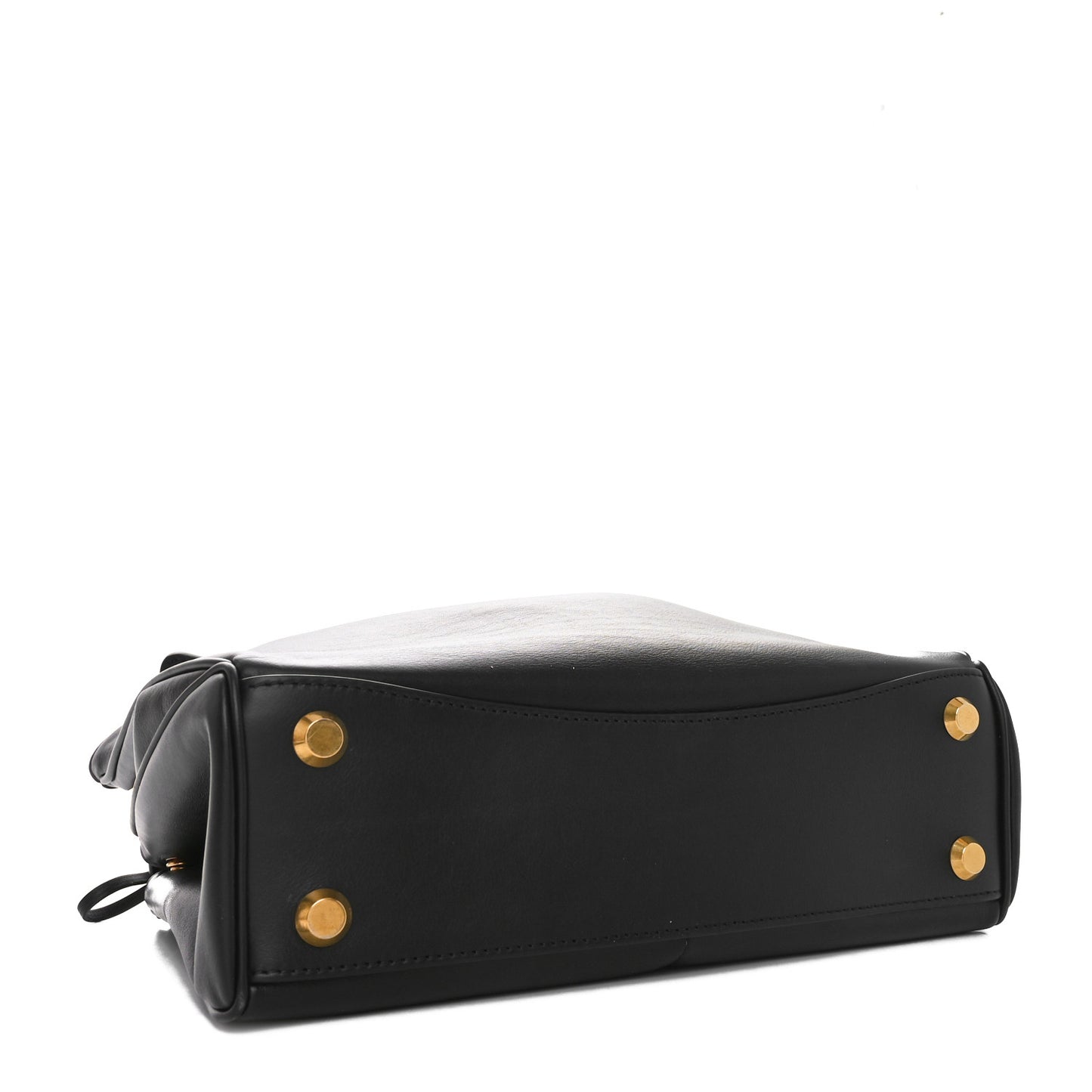 Natural Smooth Calfskin Small Rodeo Top Handle Handbag Black