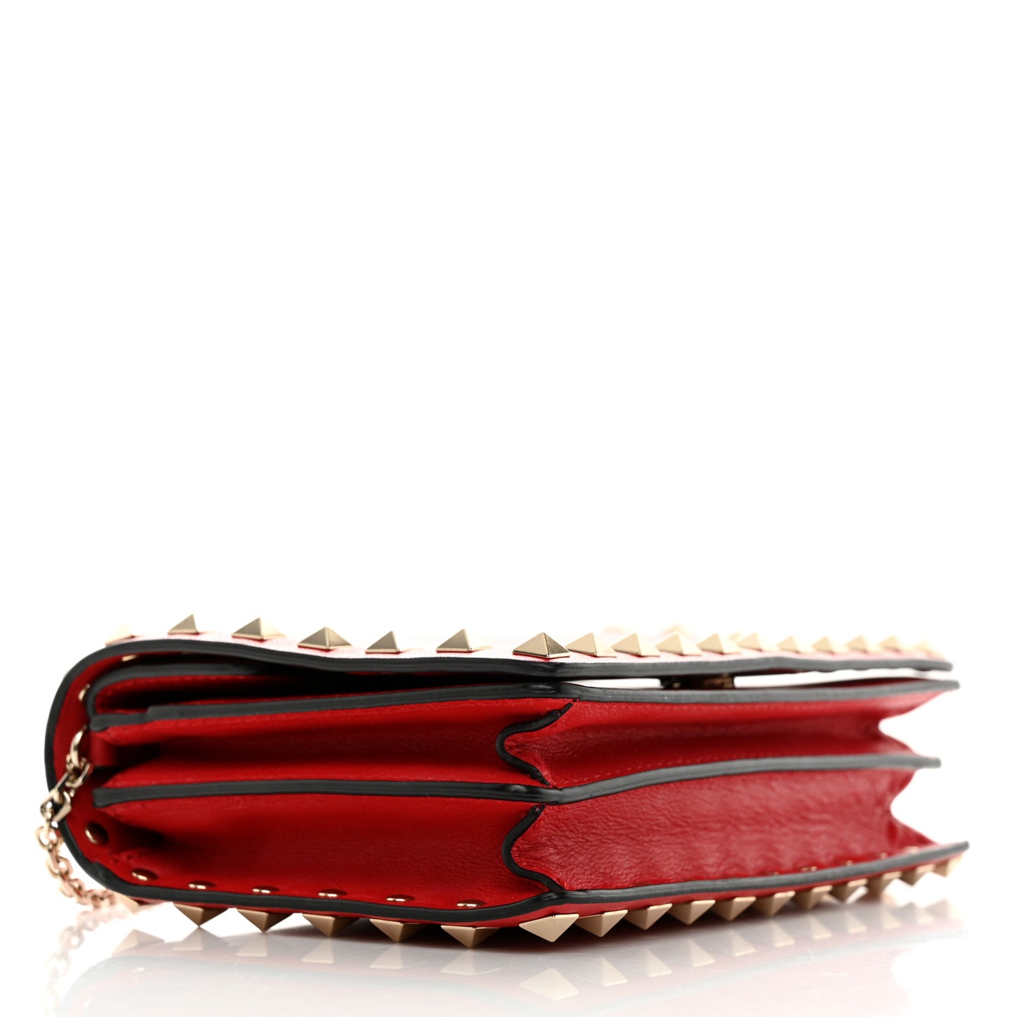 Vitello Rockstud Wallet On Chain Rouge Pur