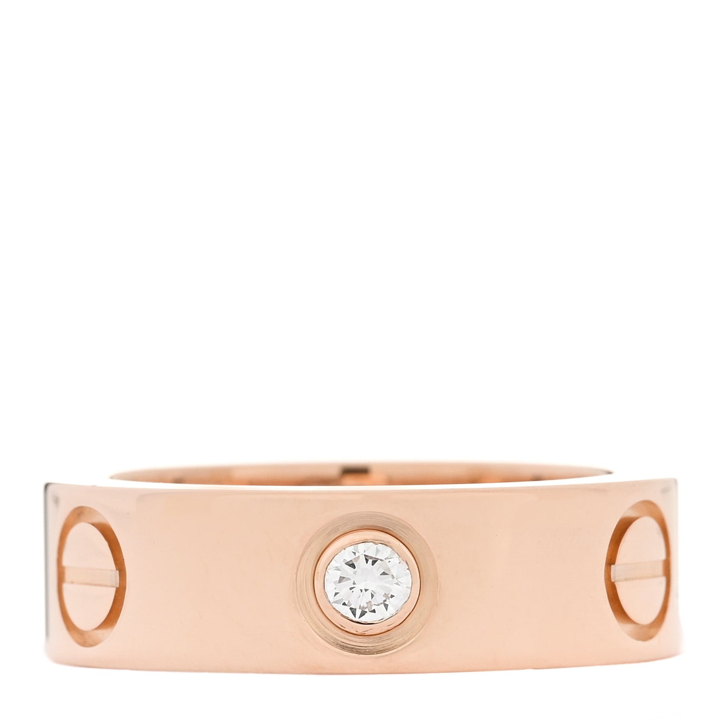 18K Pink Gold 3 Diamond 5.5mm LOVE Ring 48 4.5