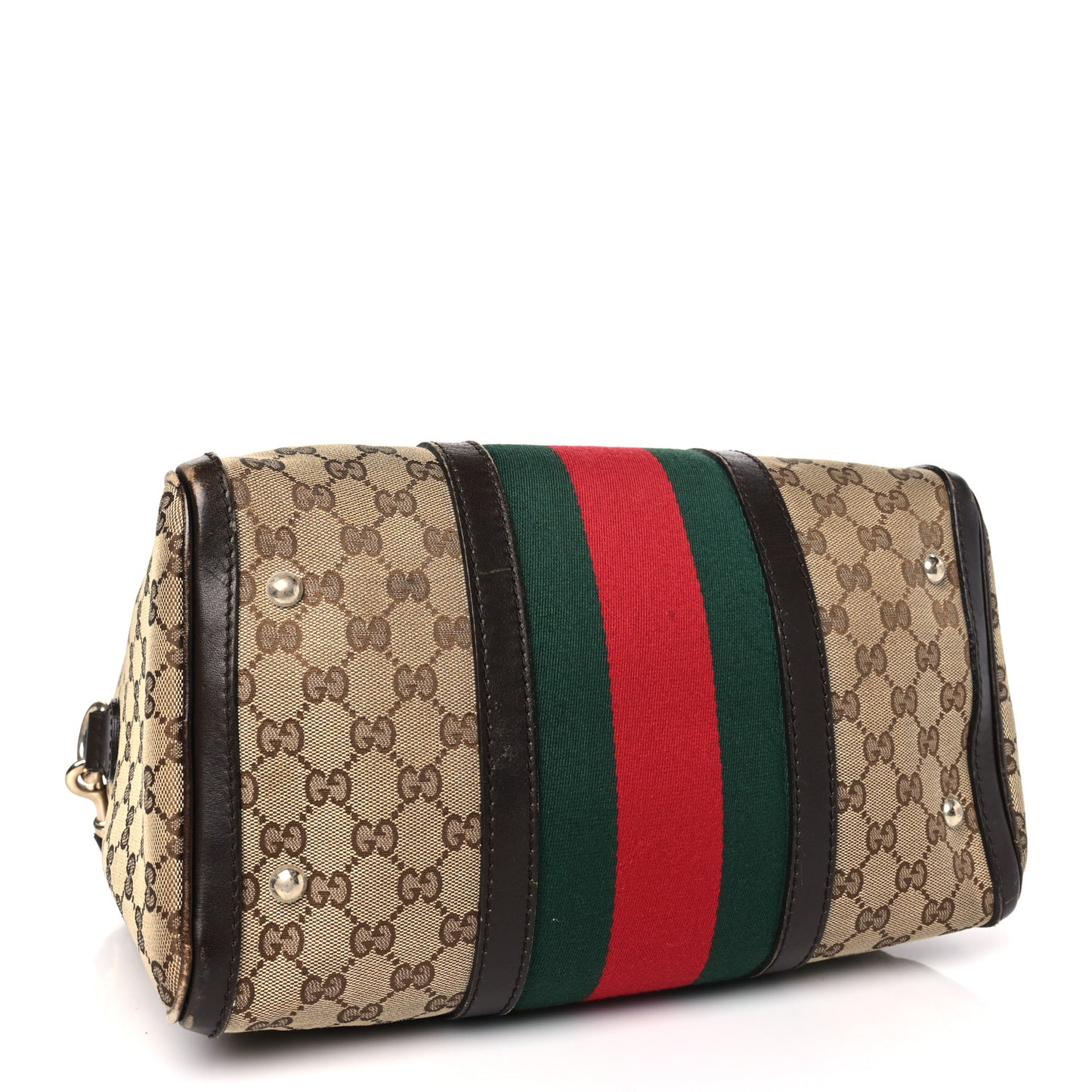 Monogram Selleria Calfskin Vintage Web Medium Boston Beige Ebony Cocoa