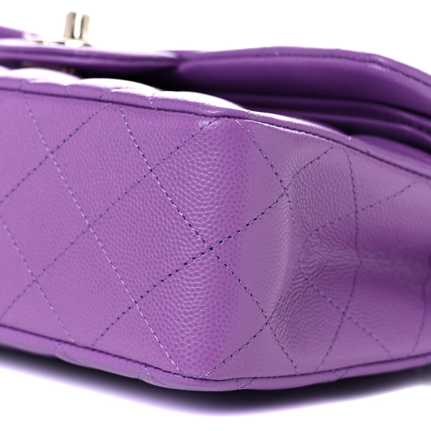 Caviar Quilted Small Double Flap Purple