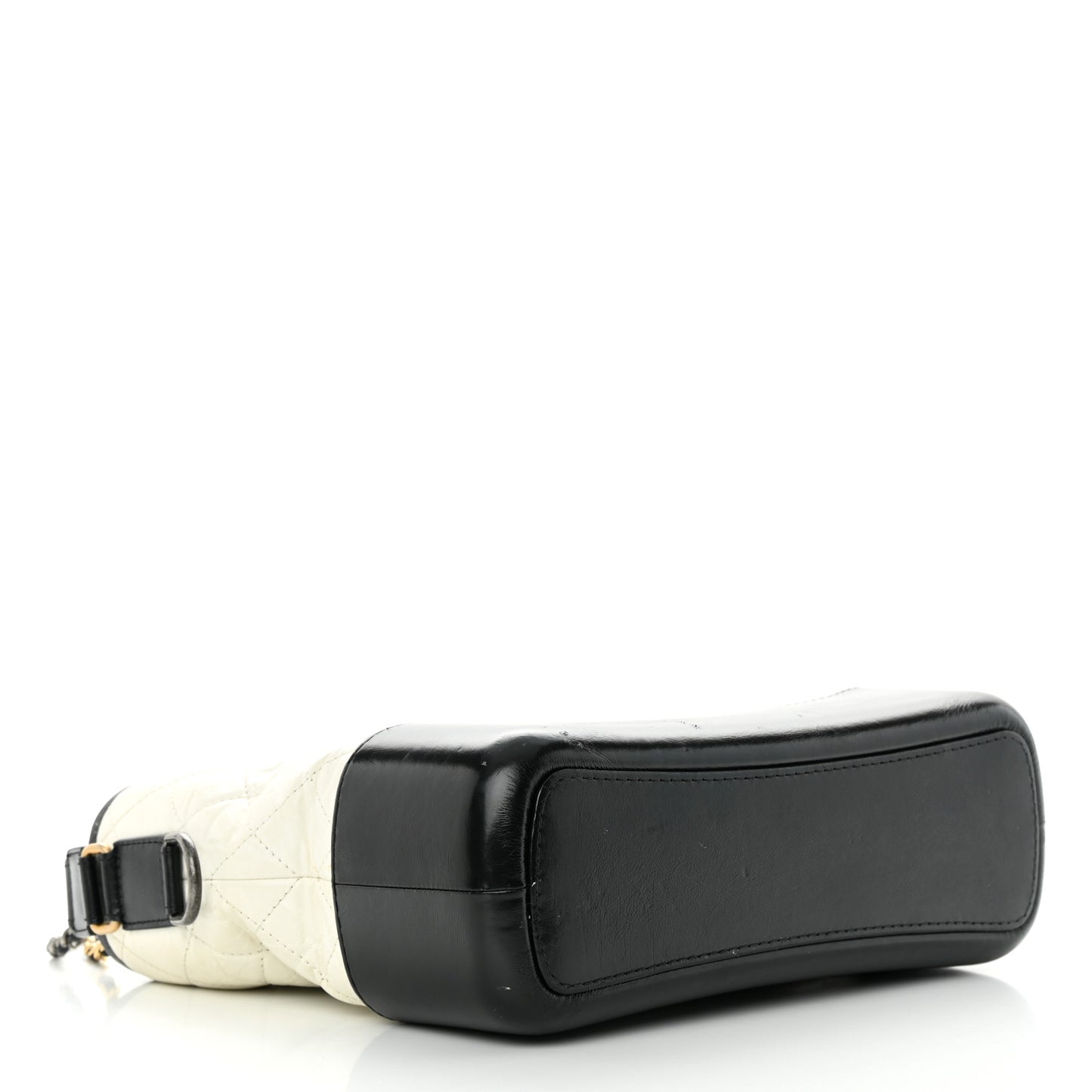 Aged Calfskin Quilted Medium Gabrielle Hobo Black White
