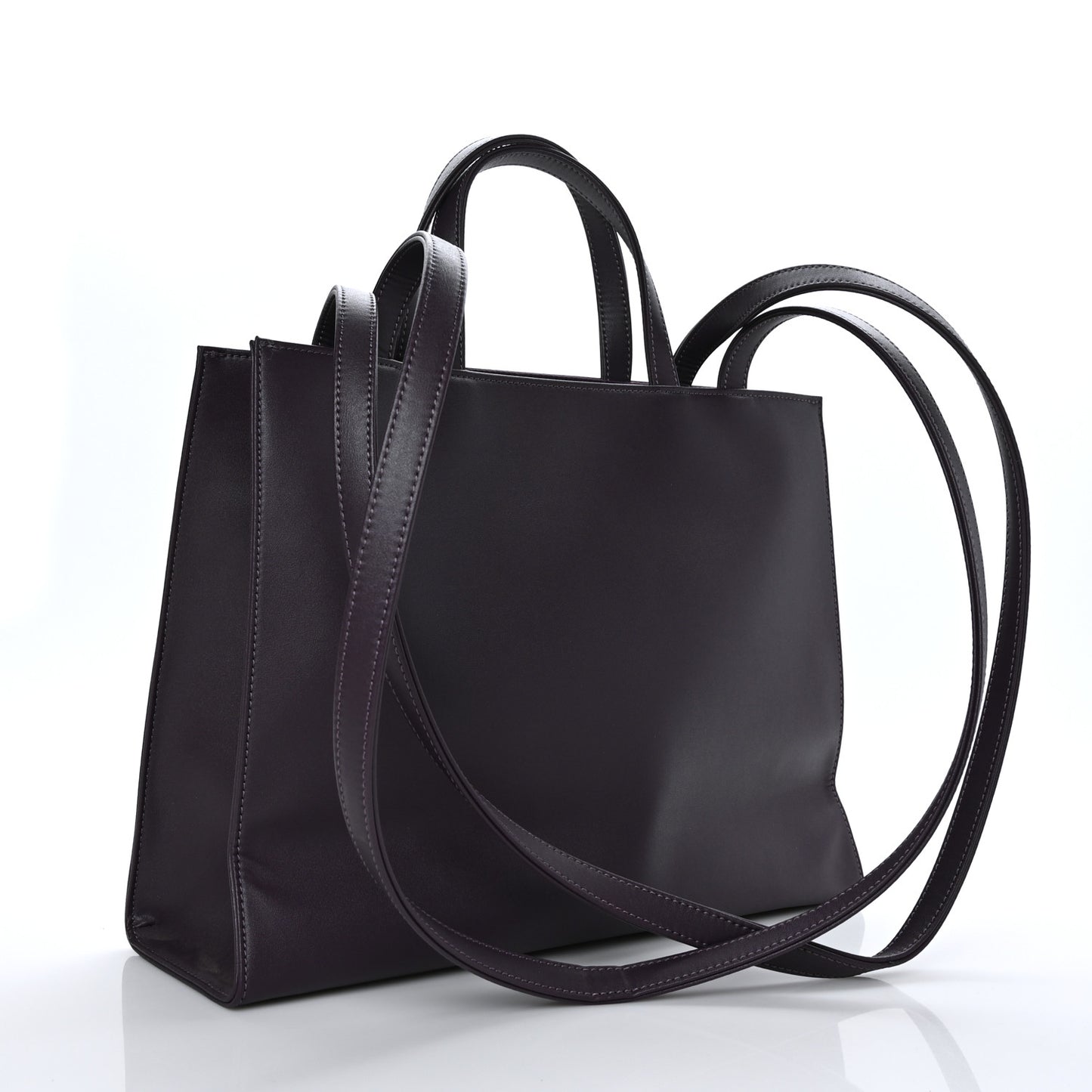 Vegan Leather Medium Shopping Bag Eggplant