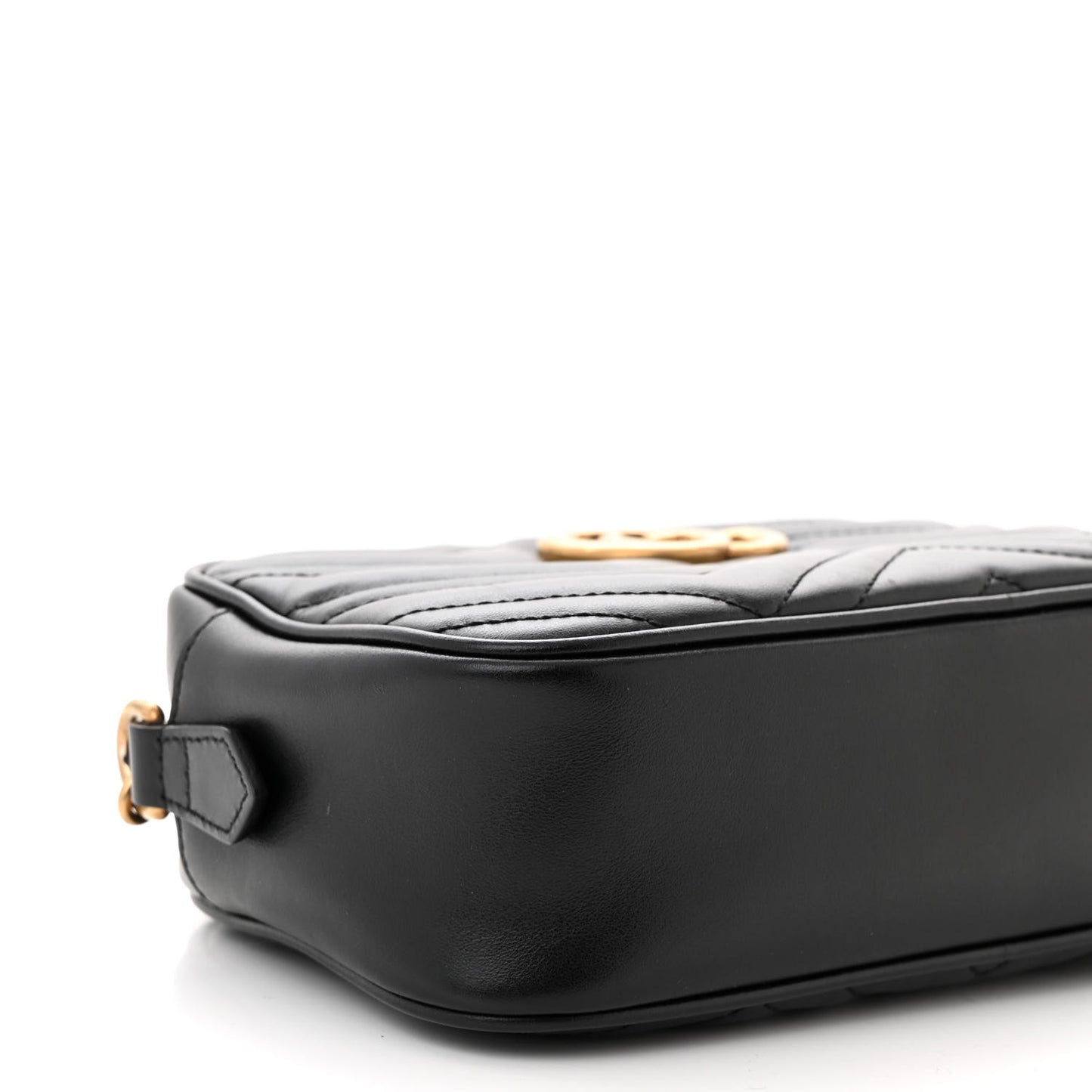 Calfskin Matelasse Small GG Marmont Chain Shoulder Bag Black