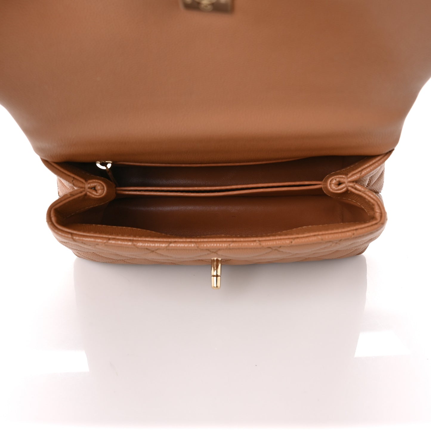 Caviar Quilted Lizard Embossed Mini Coco Handle Flap Brown