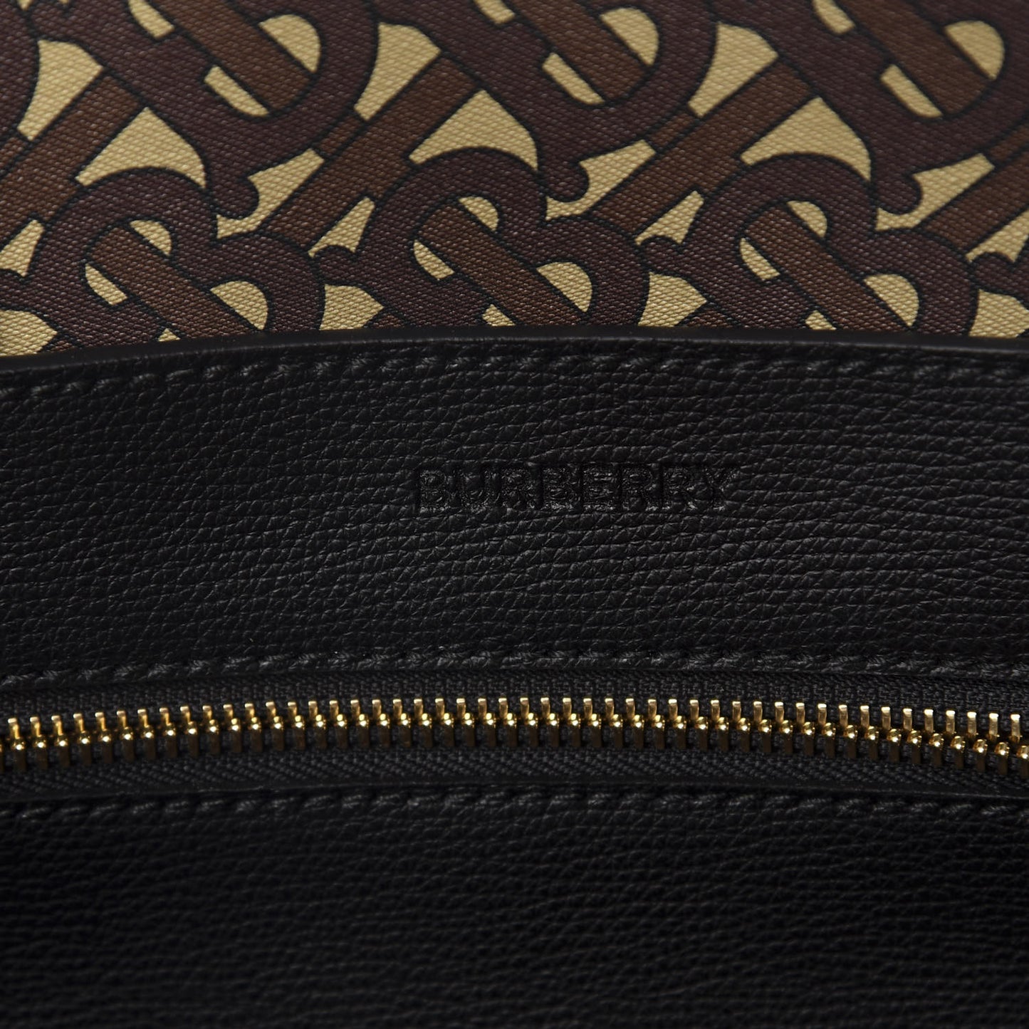 Calfskin TB Motif Embossed Medium Tote Black